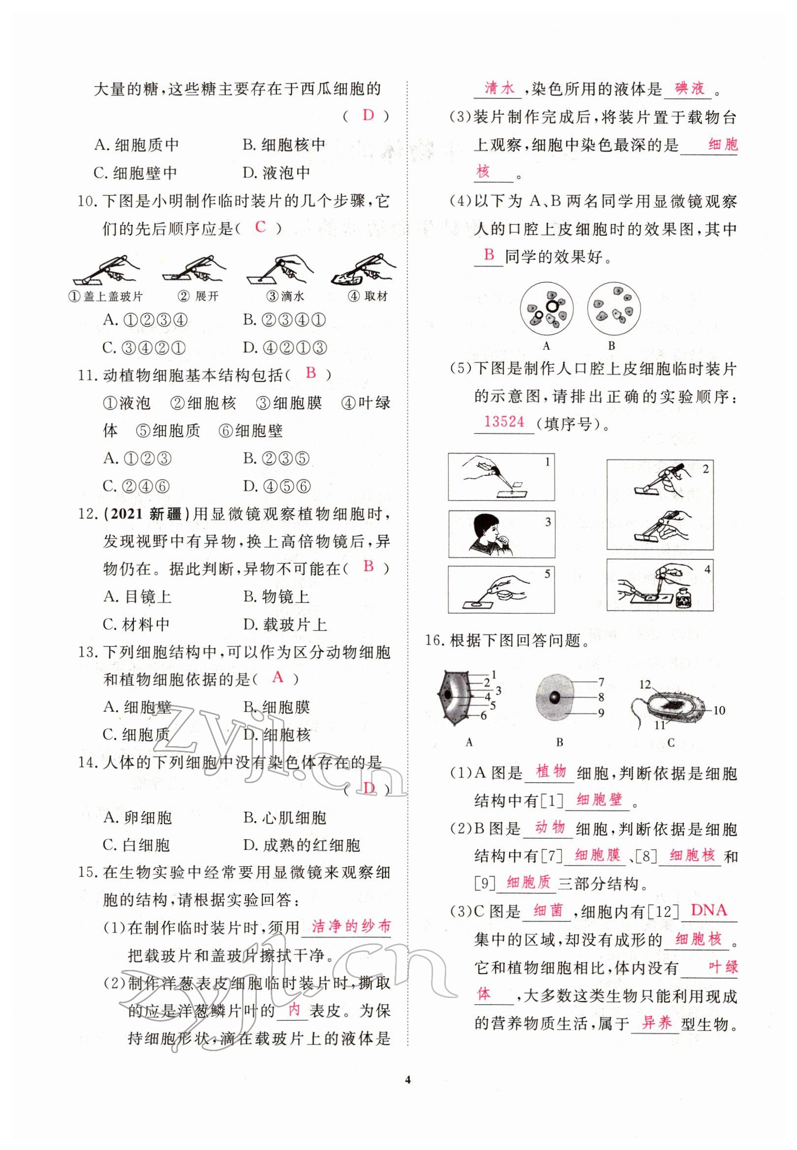 2022年芝麻开花学考方略生物人教版 参考答案第16页