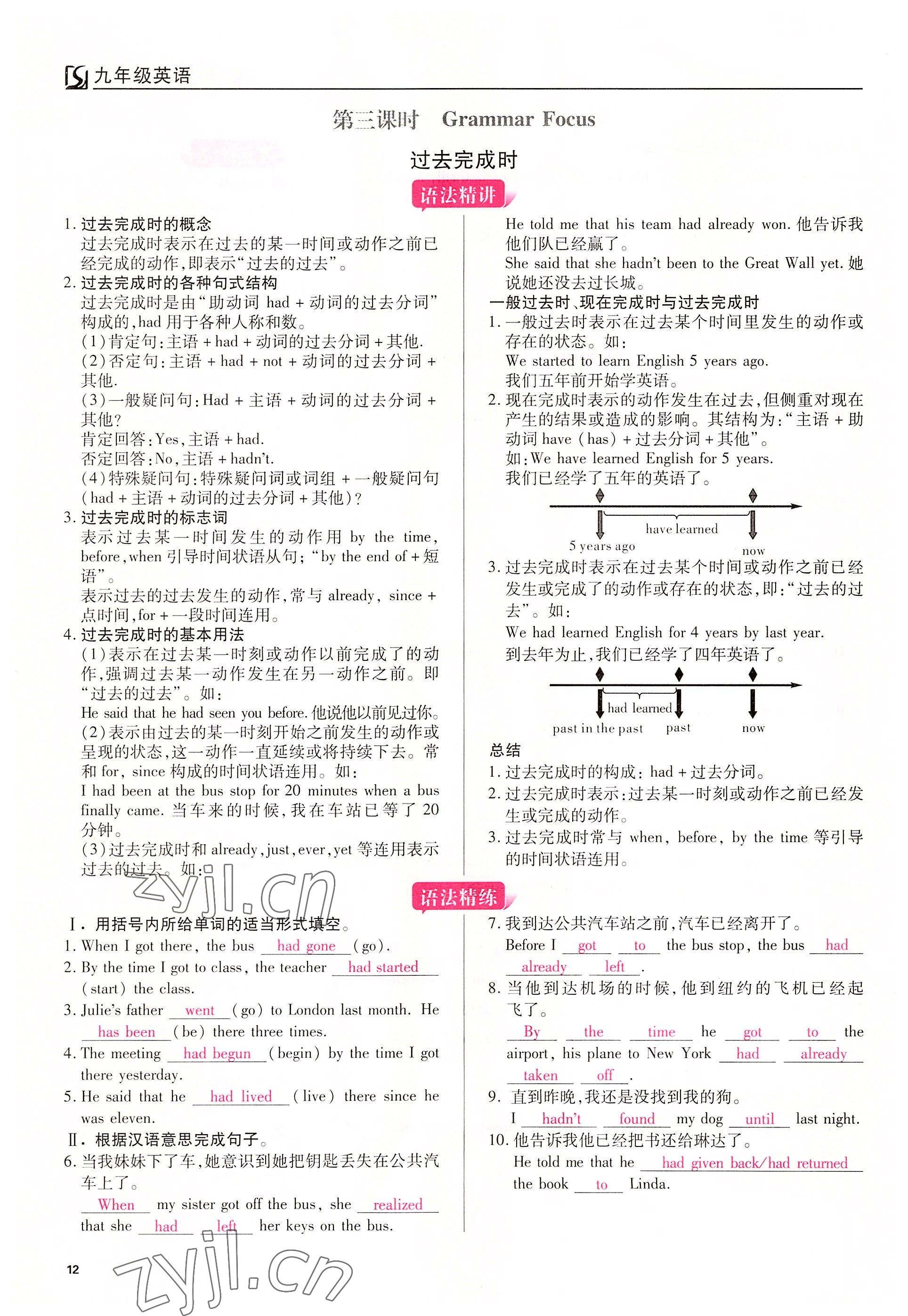 2022年我的作業(yè)九年級英語下冊人教版 參考答案第12頁