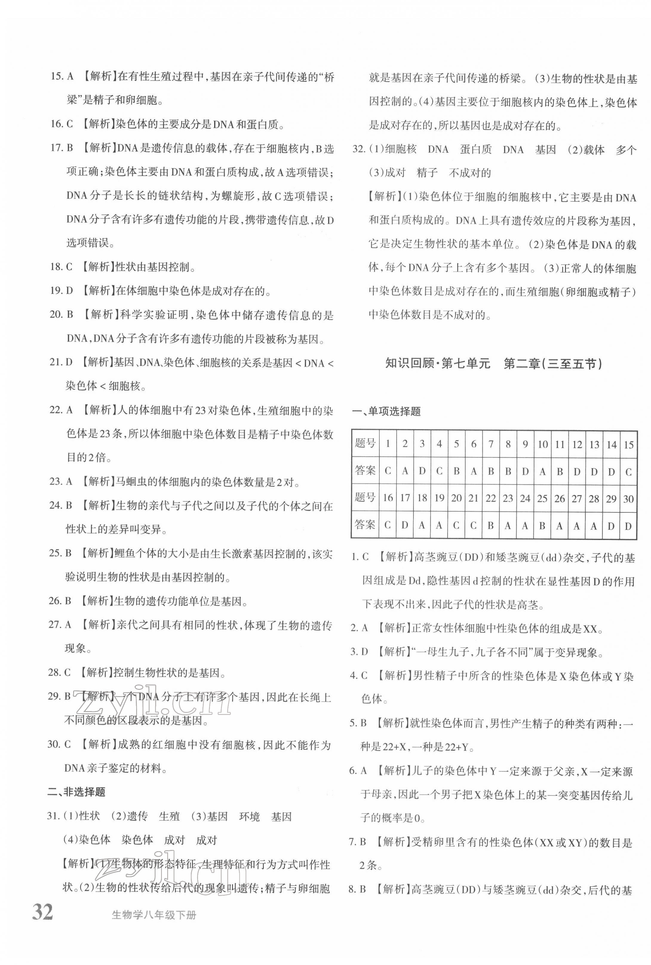 2022年优学1+1评价与测试八年级生物下册人教版 第3页