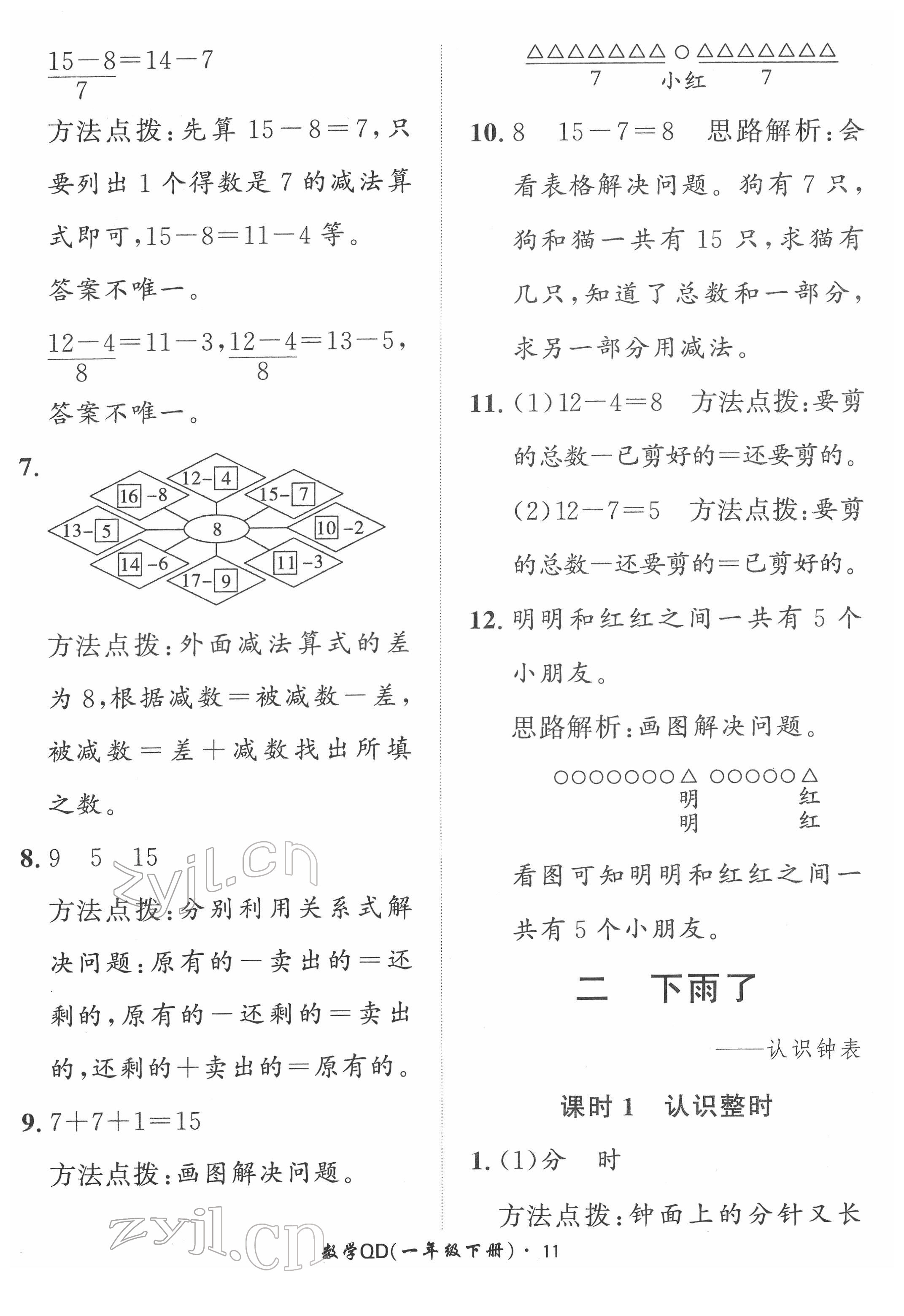 2022年黃岡360定制課時一年級數(shù)學(xué)下冊青島版 第11頁