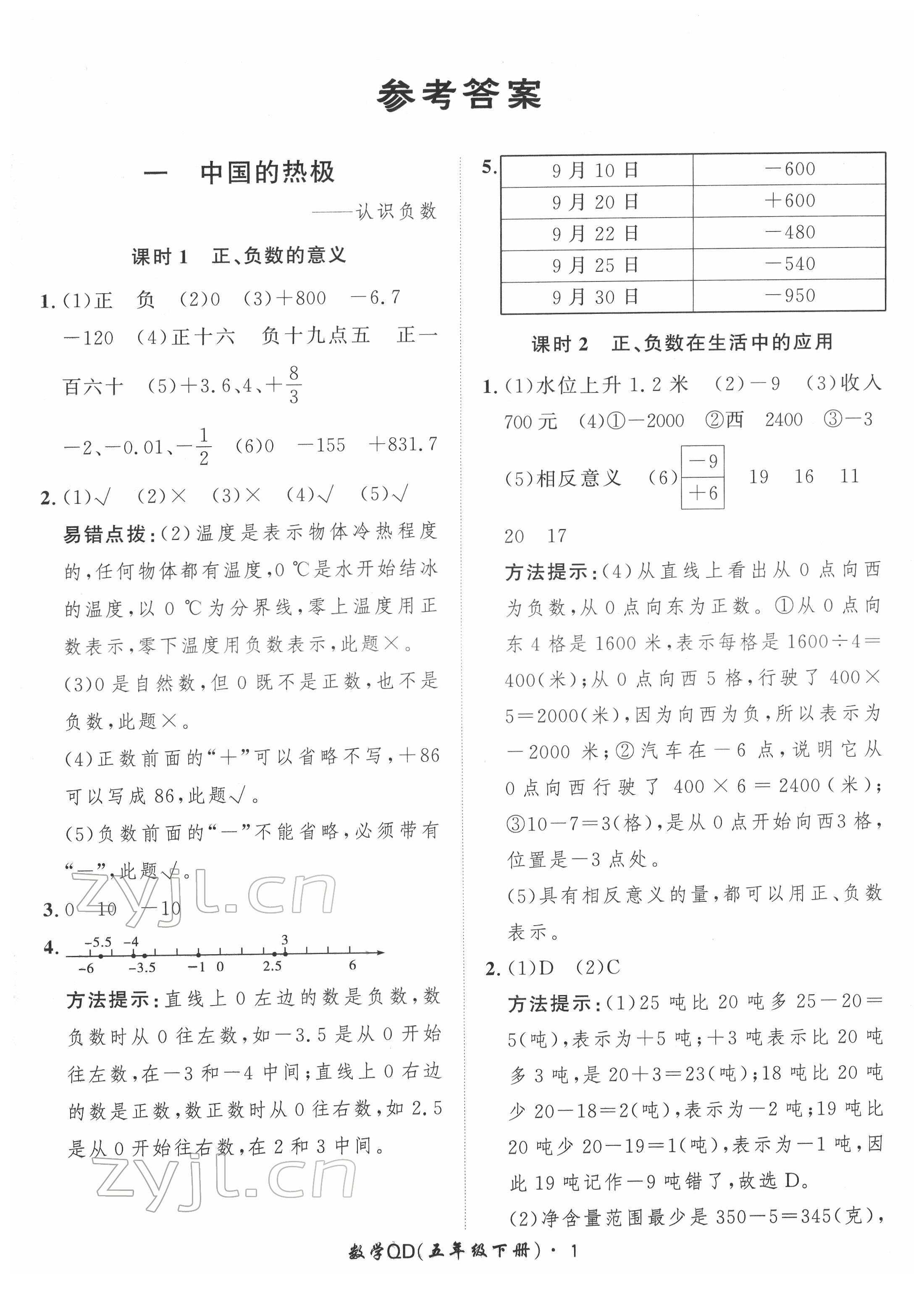 2022年黄冈360定制课时五年级数学下册青岛版 第1页