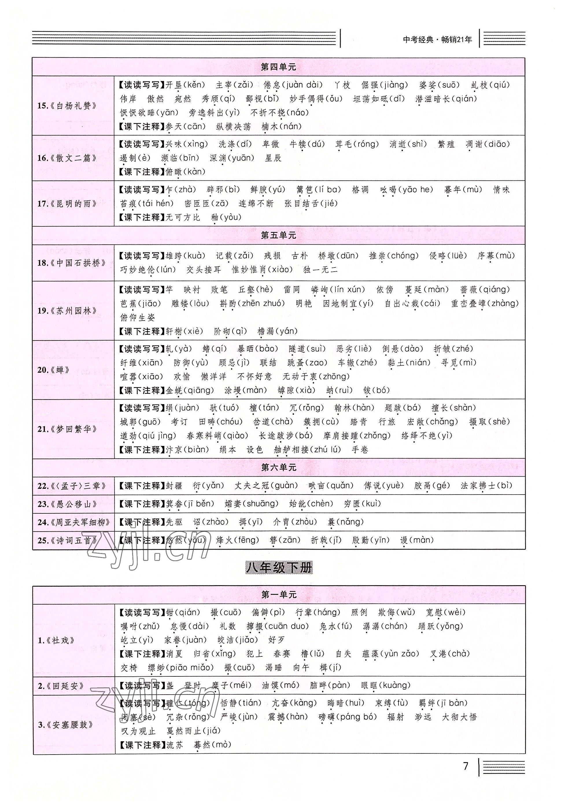 2022年火線(xiàn)100天語(yǔ)文中考黃岡孝感咸寧專(zhuān)版 參考答案第31頁(yè)