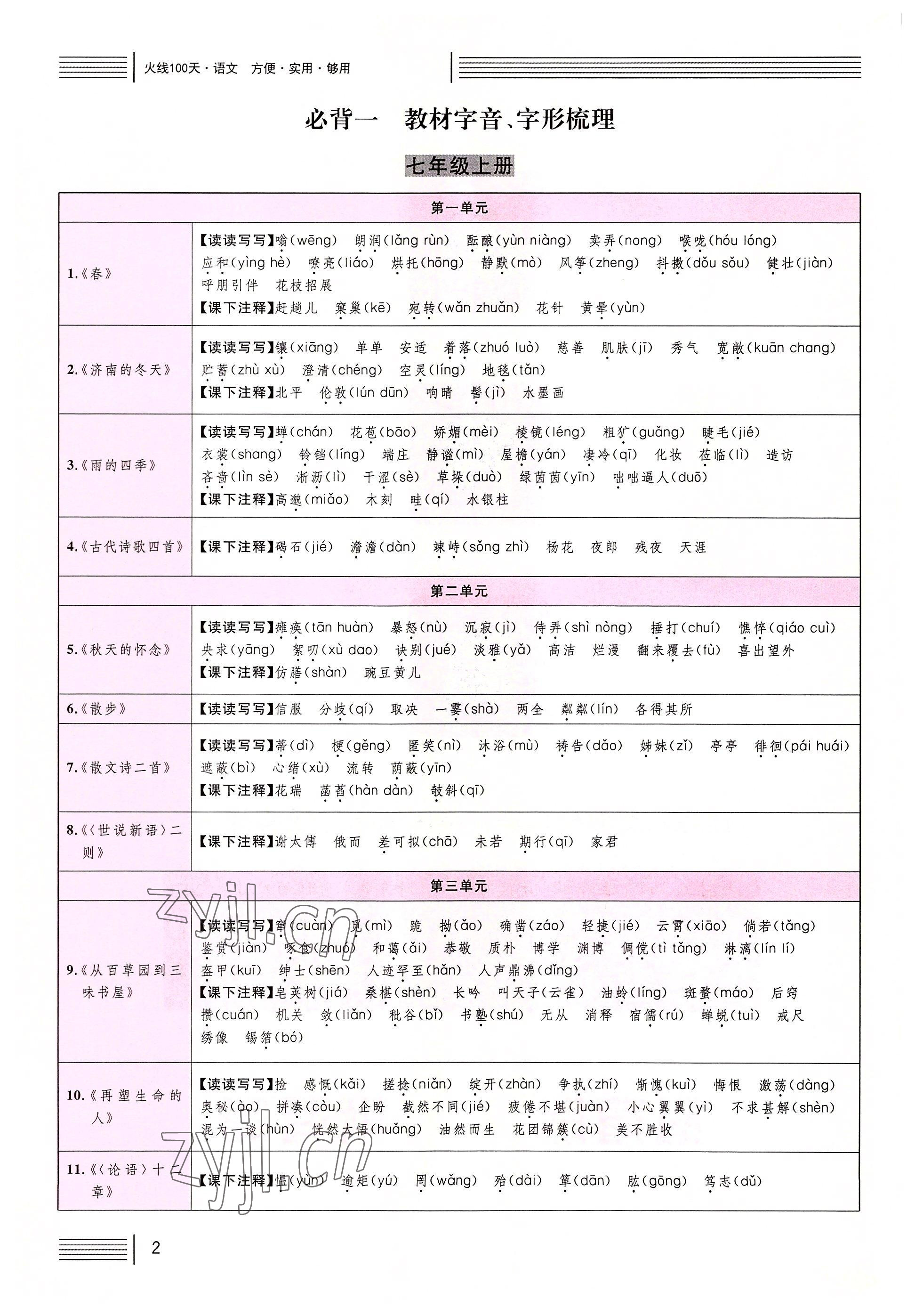 2022年火線100天語(yǔ)文中考黃岡孝感咸寧專(zhuān)版 參考答案第6頁(yè)