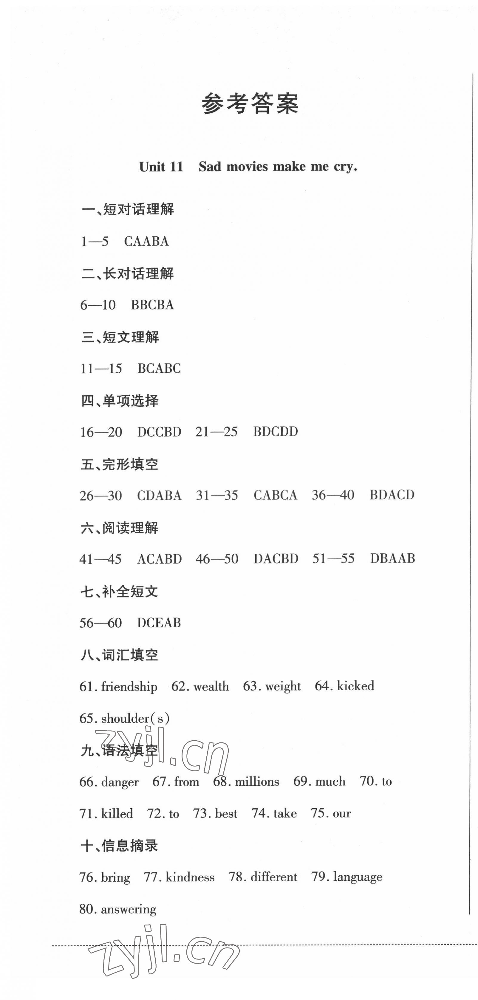 2022年學(xué)情點(diǎn)評四川教育出版社九年級英語下冊人教版 第1頁