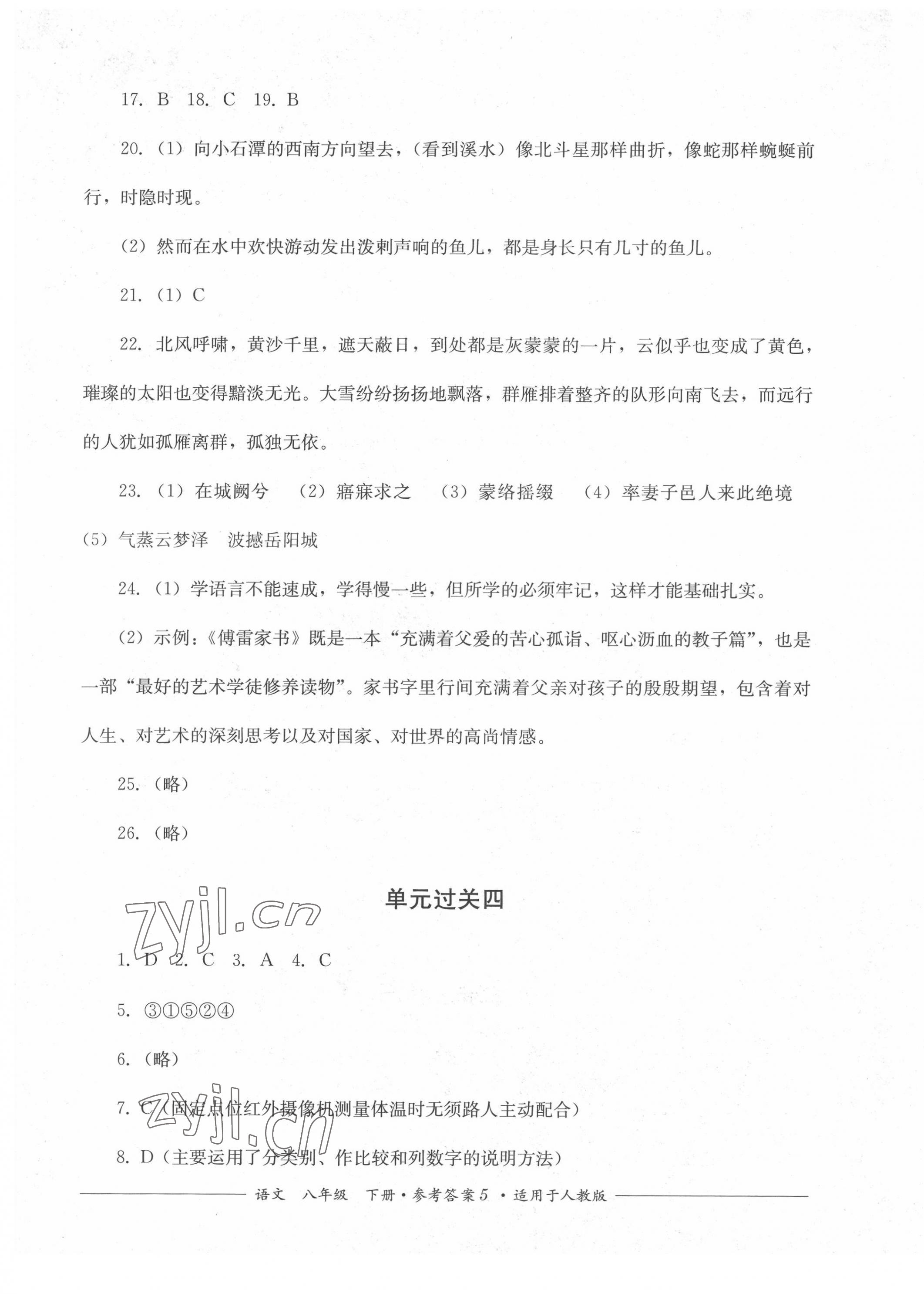 2022年精练过关四川教育出版社八年级语文下册人教版 第5页