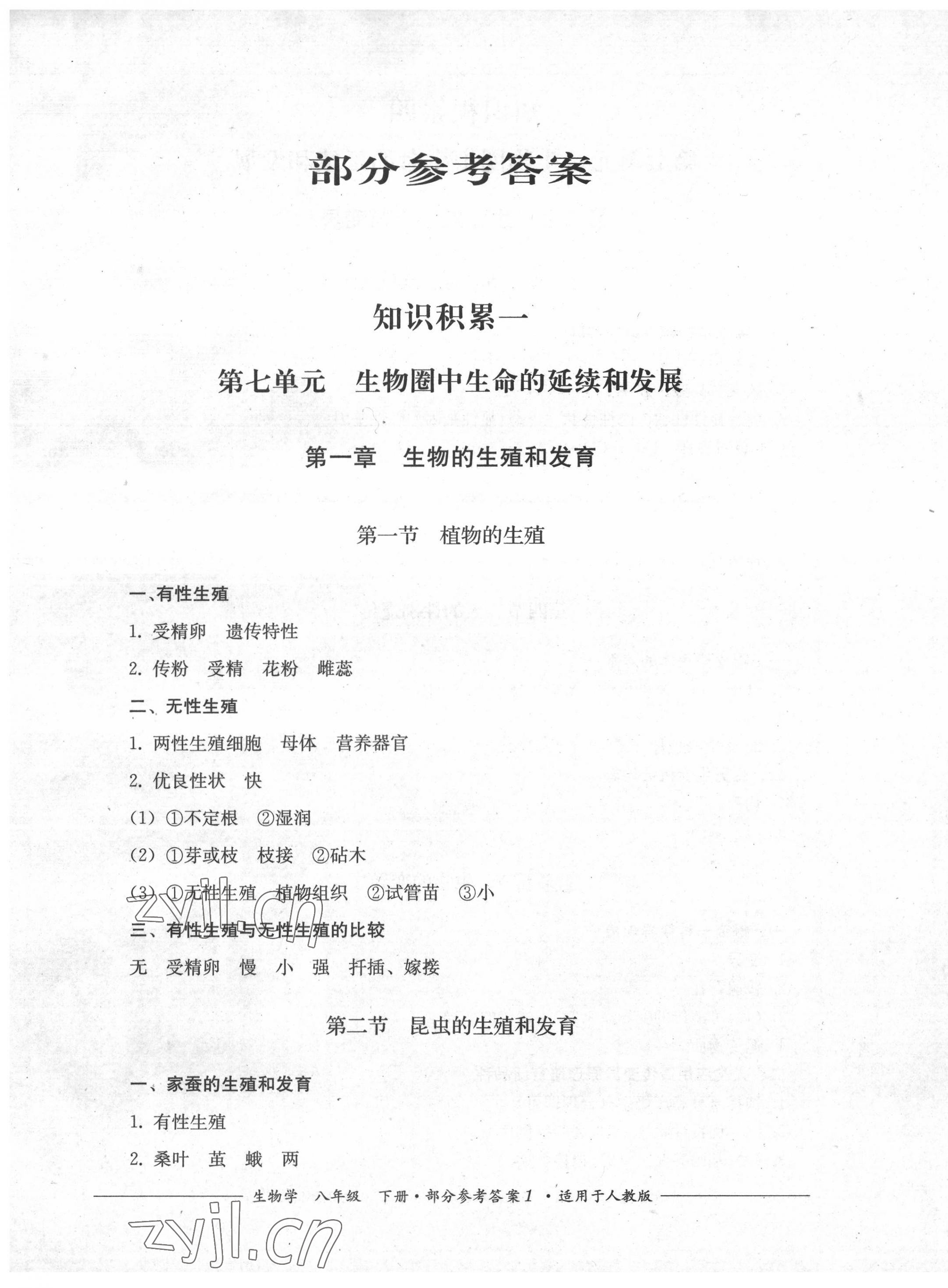 2022年精練過(guò)關(guān)四川教育出版社八年級(jí)生物下冊(cè)人教版 第1頁(yè)