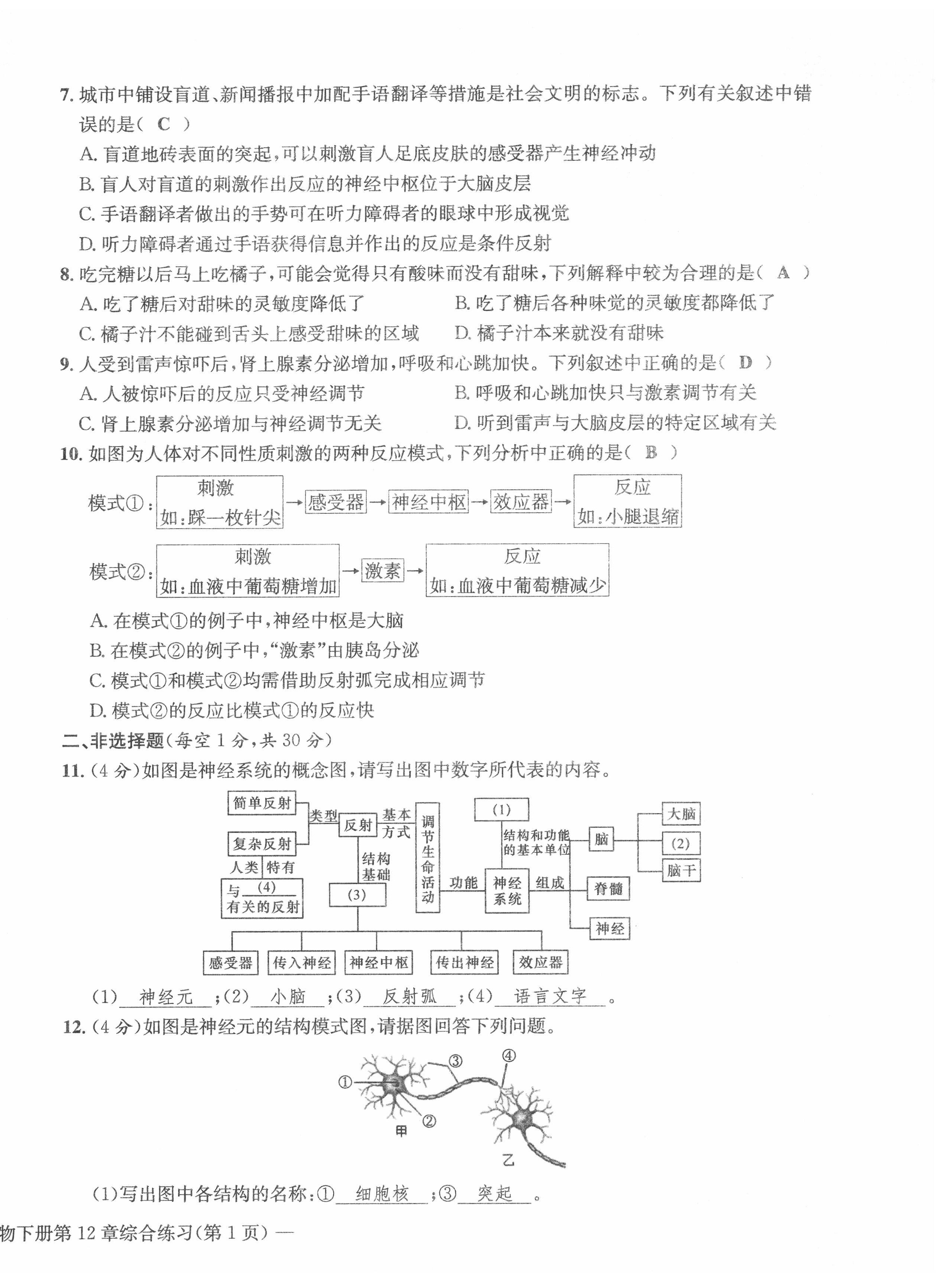 2022年课堂巩固练习七年级综合下册人教版 第14页