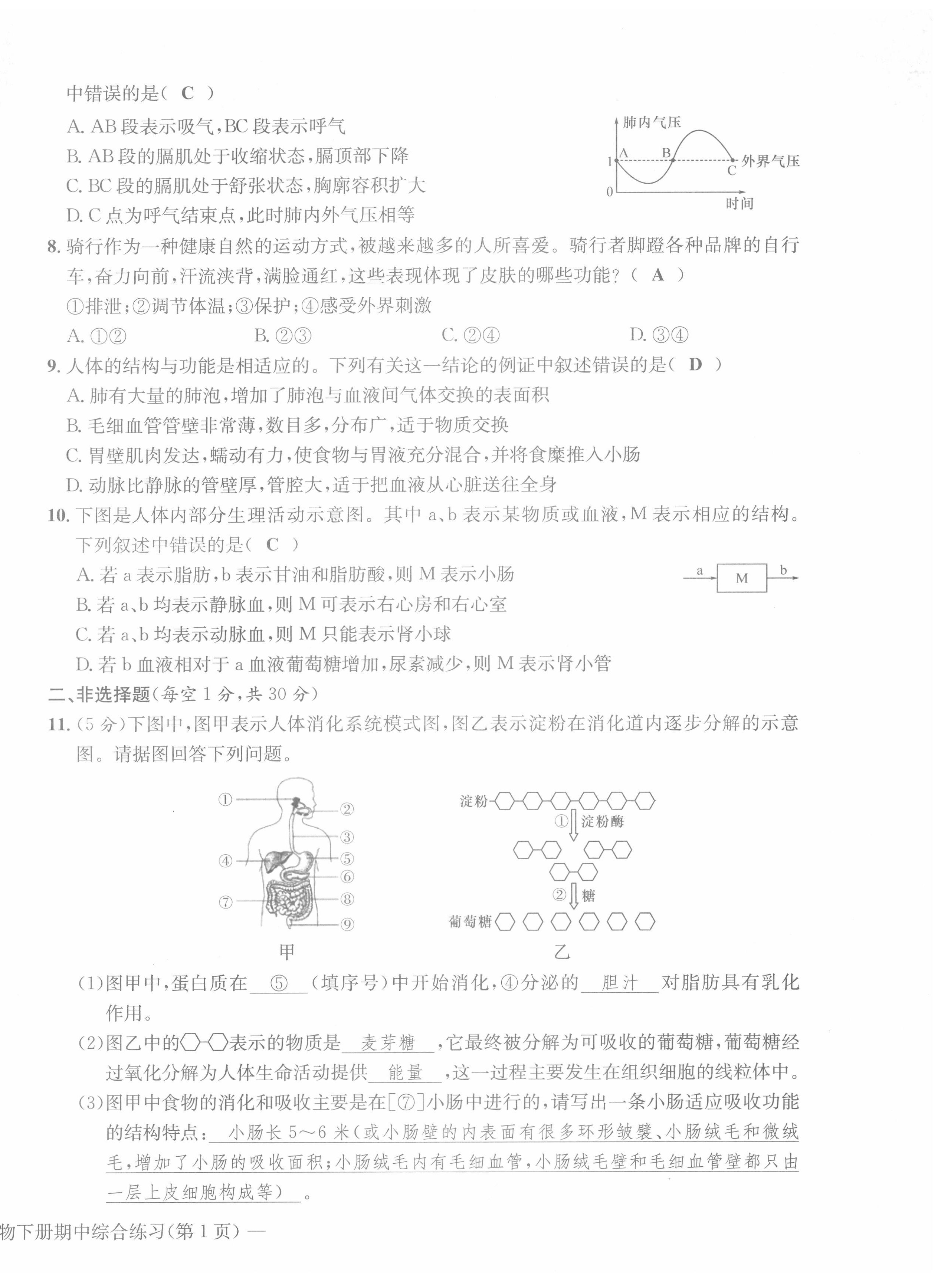 2022年課堂鞏固練習(xí)七年級綜合下冊人教版 第10頁