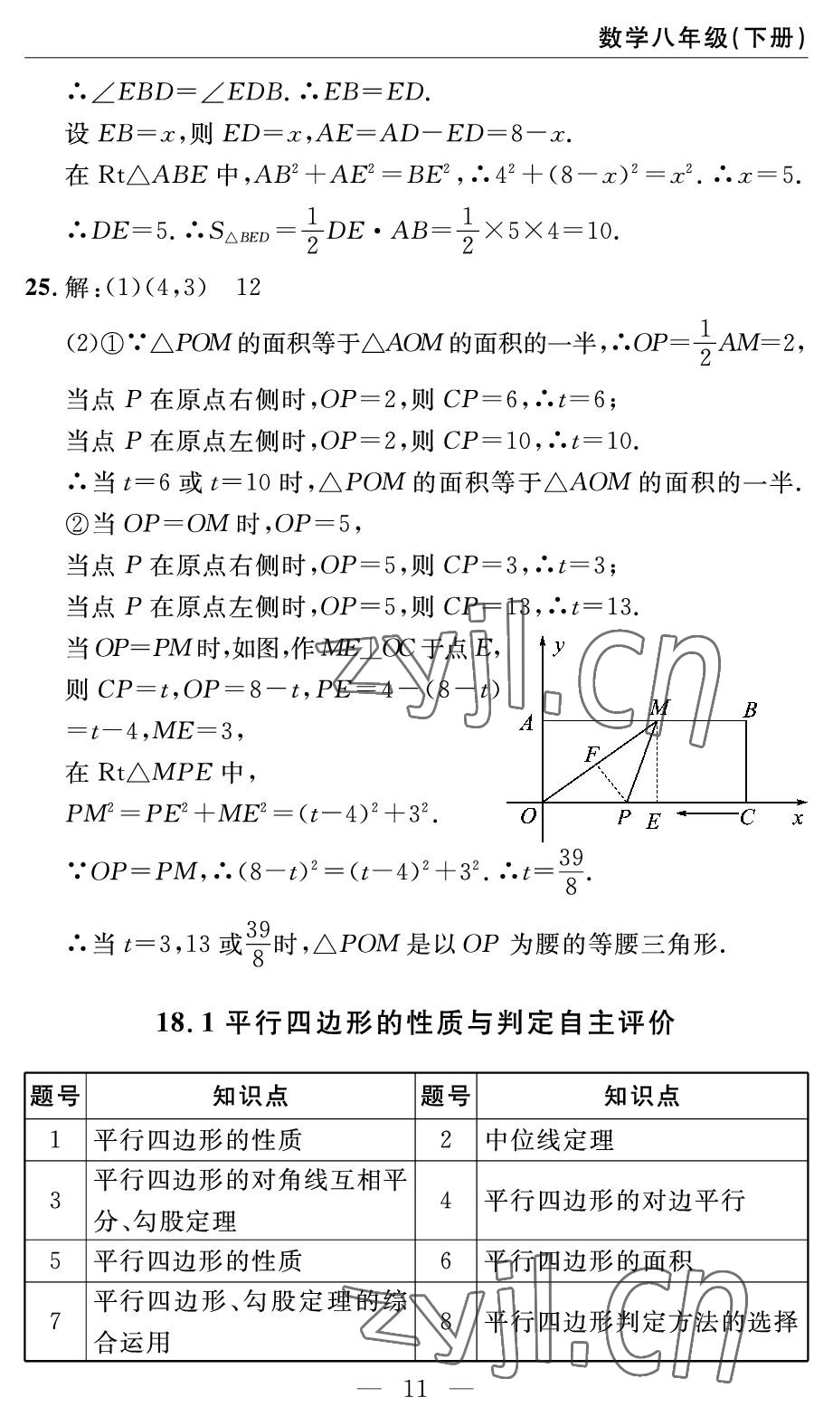 2022年智慧課堂自主評價(jià)八年級數(shù)學(xué)下冊人教版 參考答案第11頁