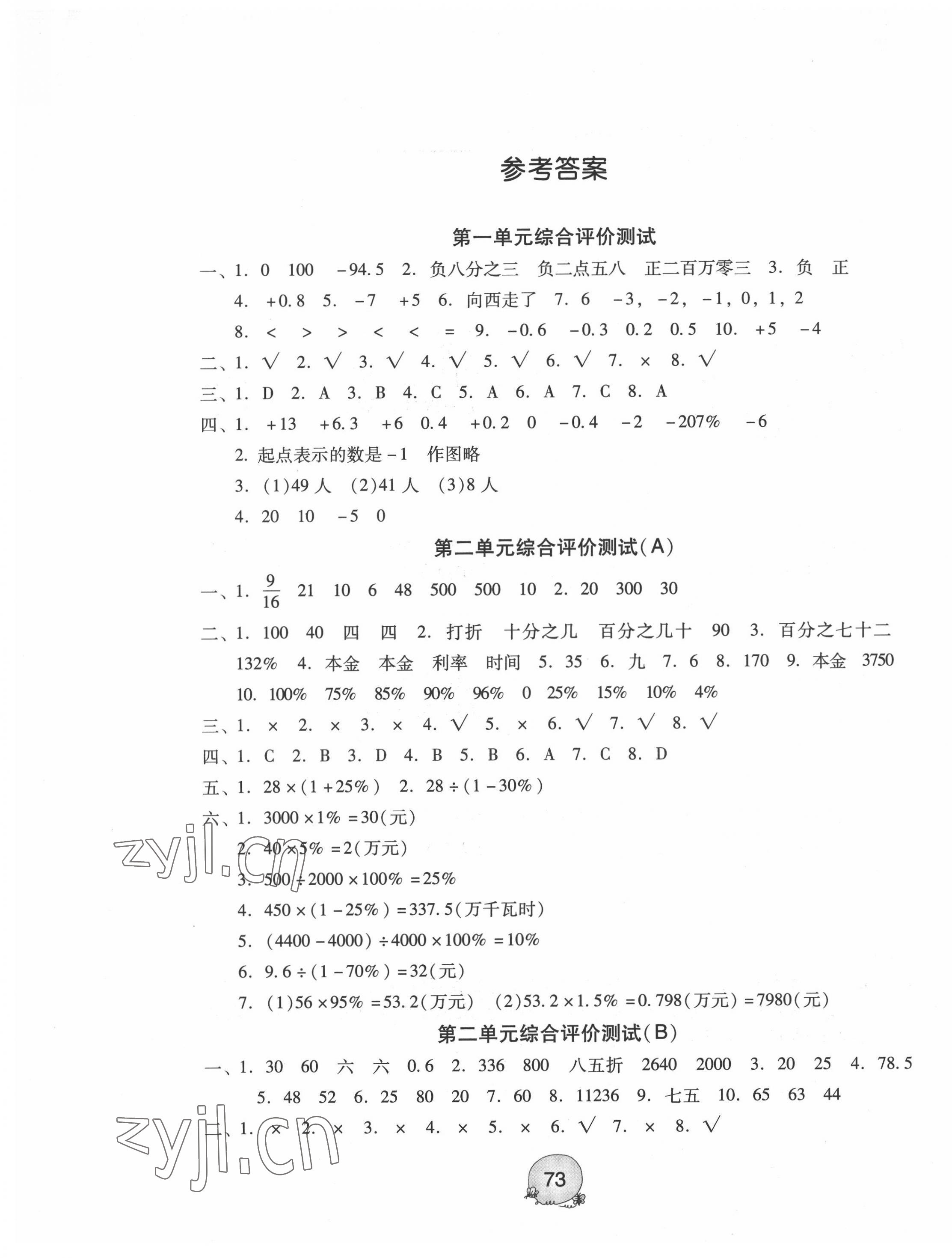 2022年小學數(shù)學綜合評價測試六年級下冊人教版 第1頁