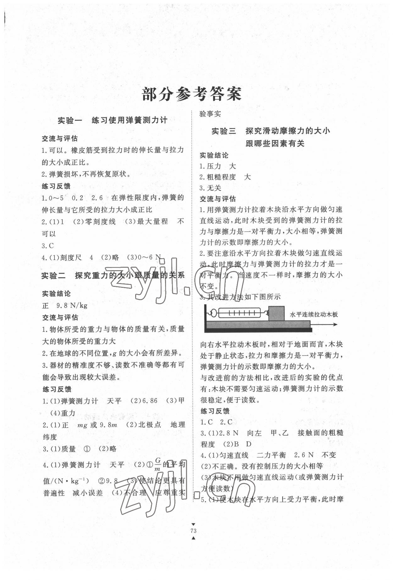 2022年實(shí)驗(yàn)報(bào)告冊(cè)江西教育出版社八年級(jí)物理滬粵版 第1頁