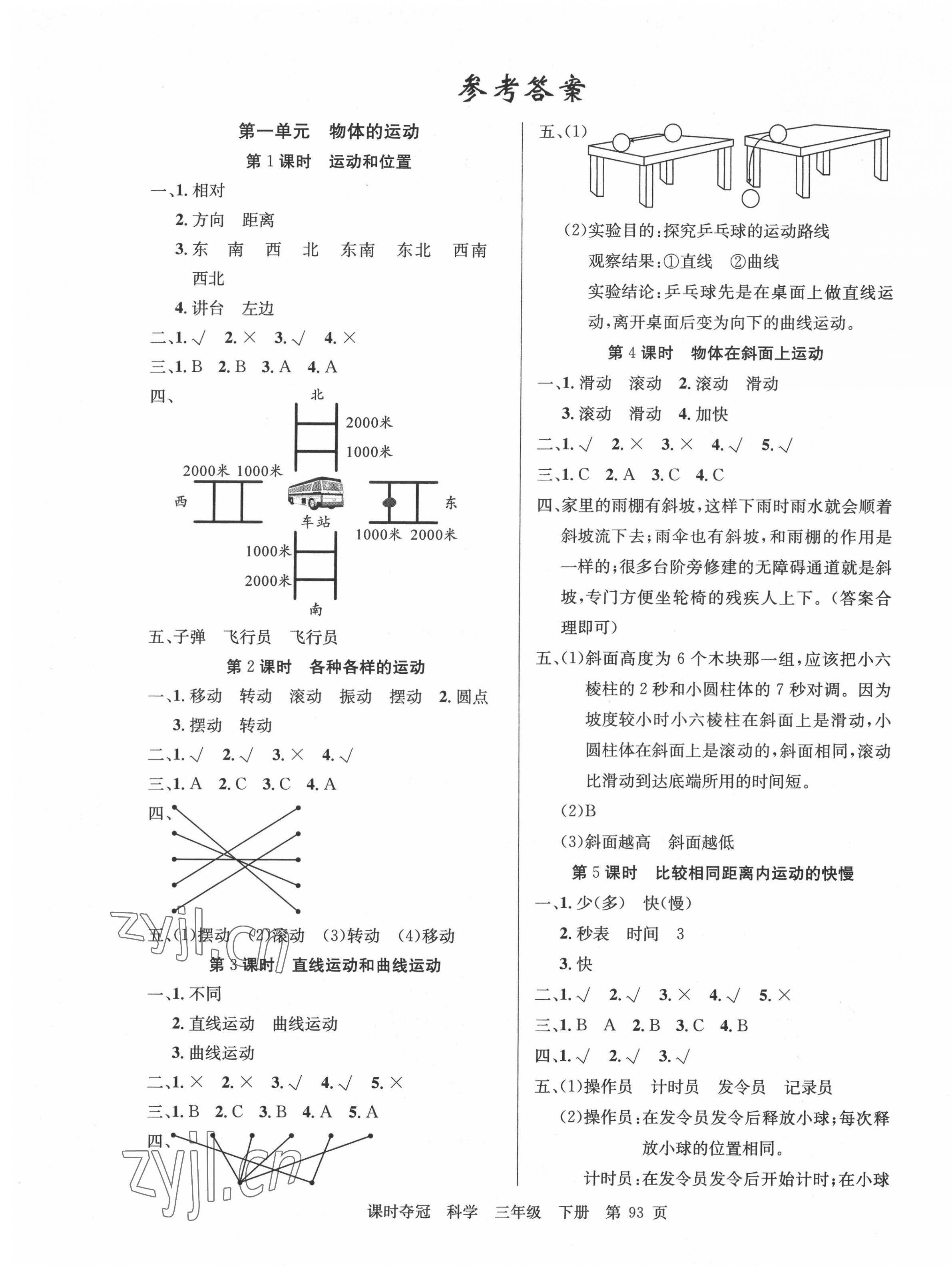 2022年课时夺冠三年级科学下册教科版 第1页