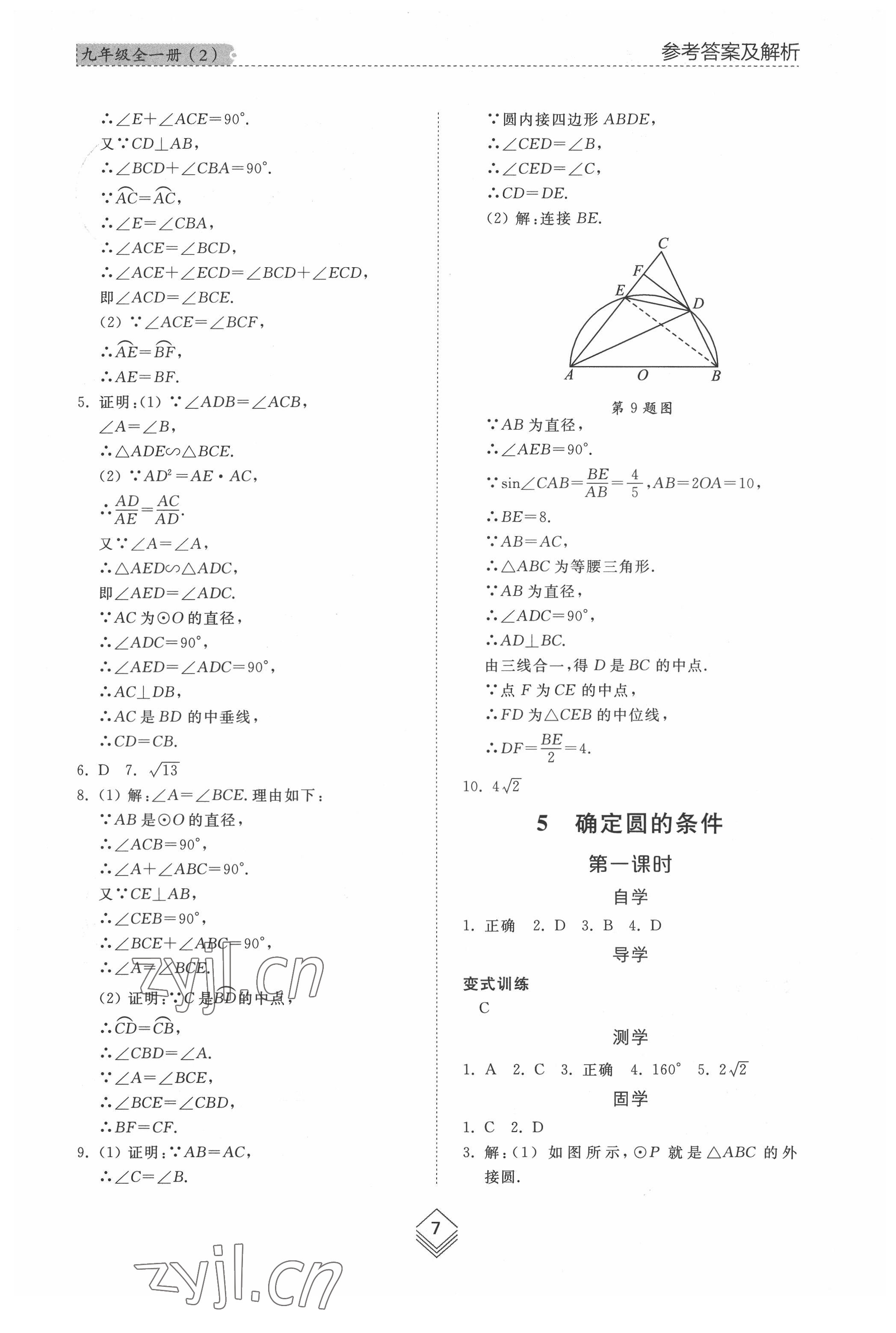 2022年综合能力训练九年级数学全一册鲁教版54制 参考答案第6页