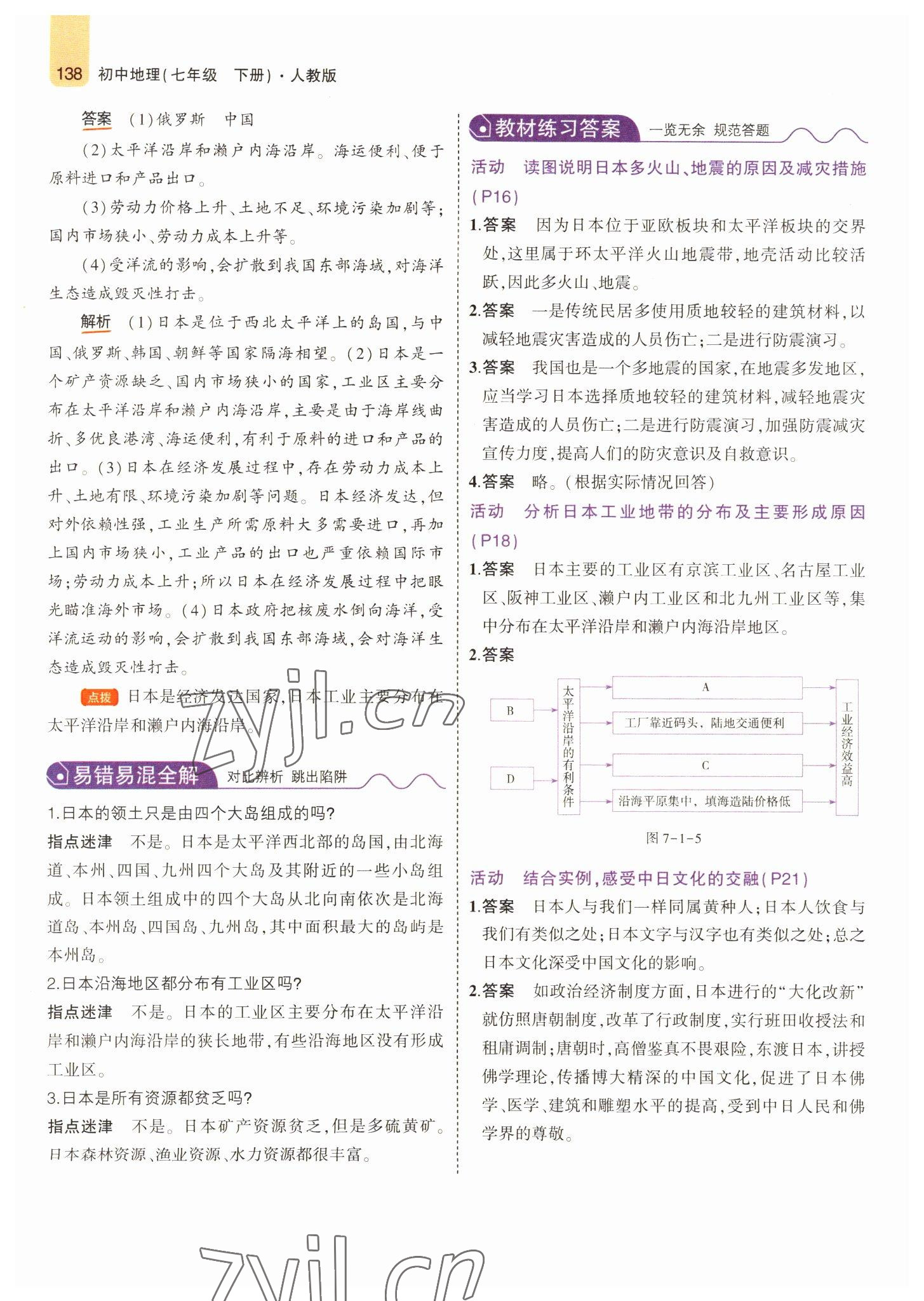 2022年教材課本七年級(jí)地理下冊(cè)人教版 參考答案第12頁(yè)