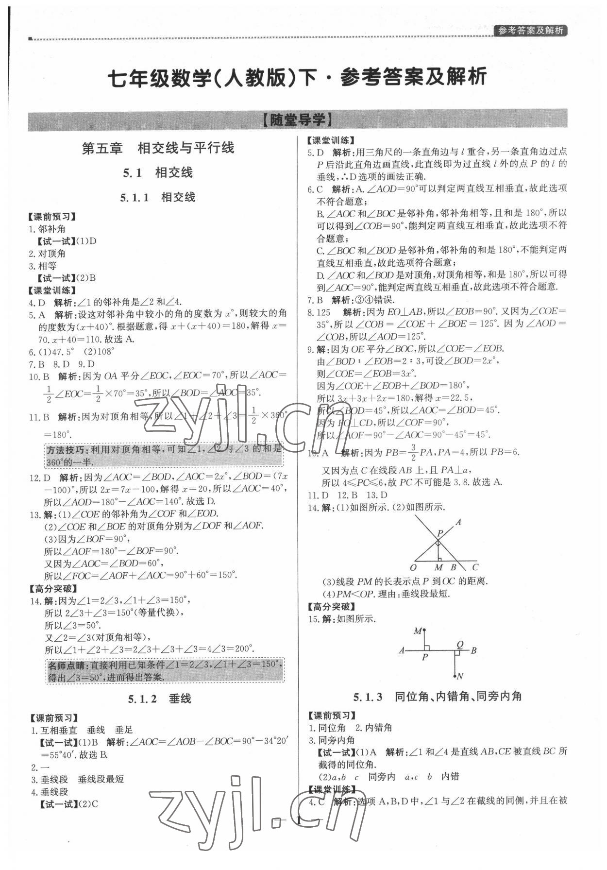 2022年提分教练七年级数学下册人教版东莞专版 第1页