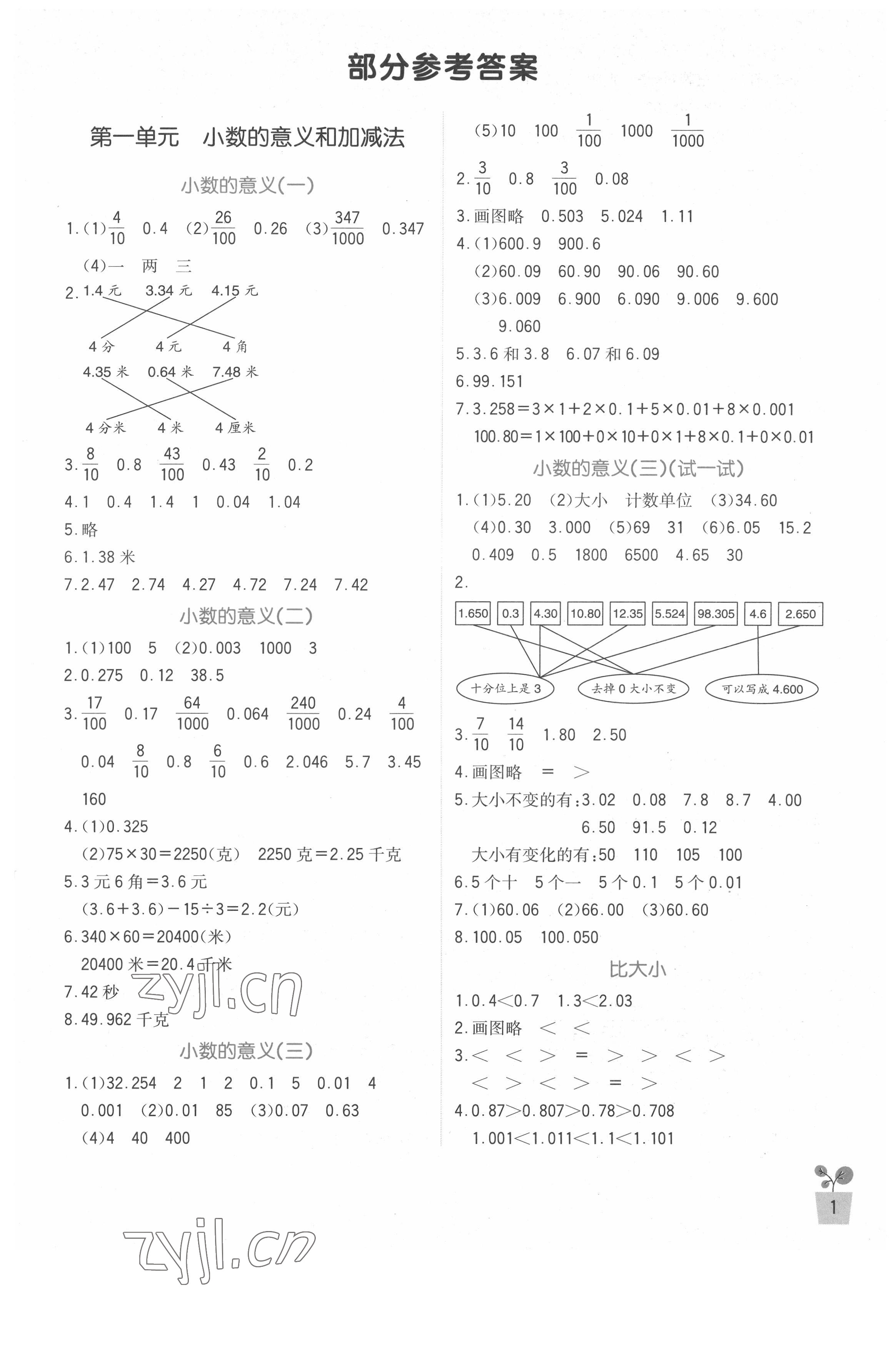 2022年小学生学习实践园地四年级数学下册北师大版 第1页