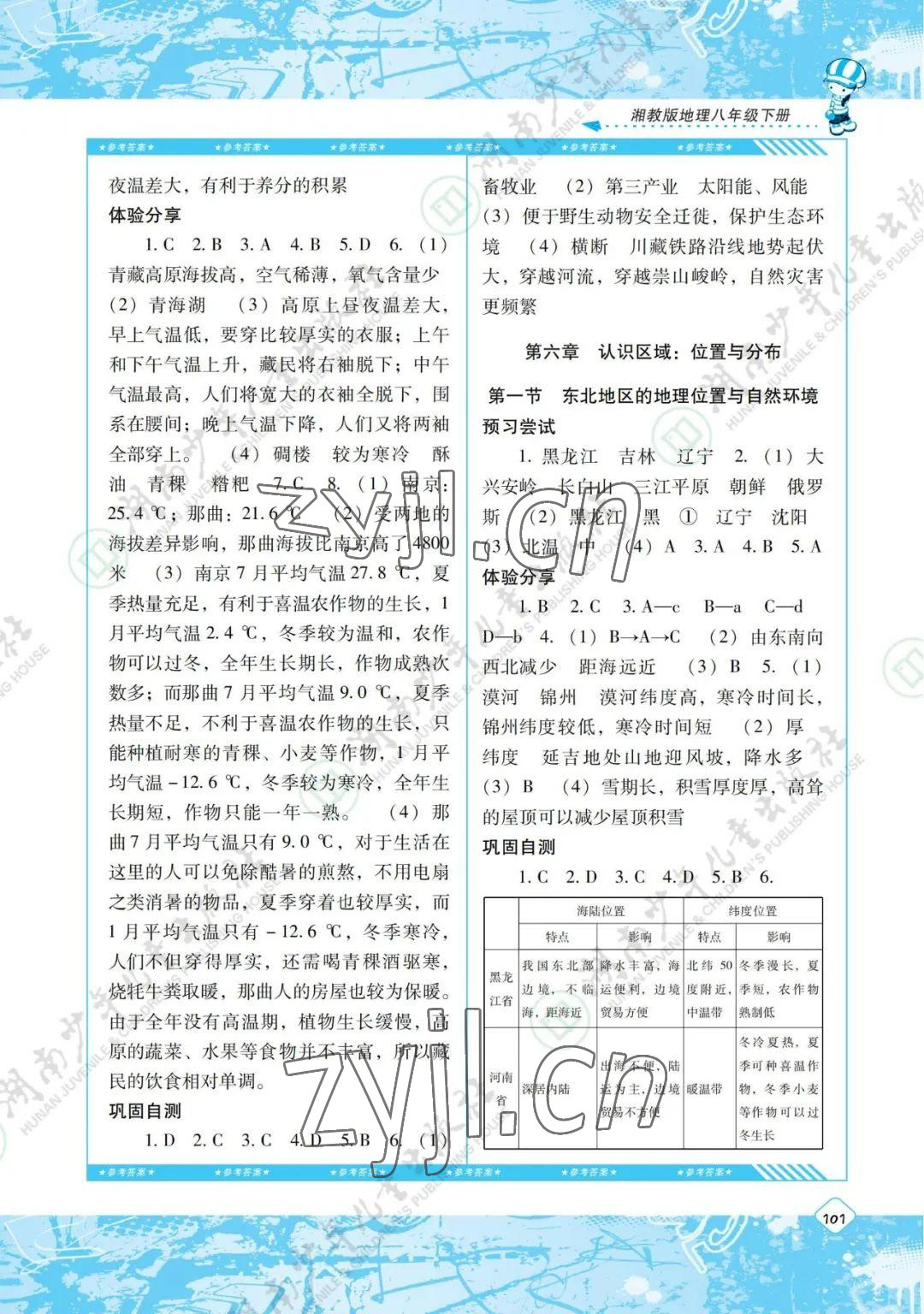 2022年同步實(shí)踐評(píng)價(jià)課程基礎(chǔ)訓(xùn)練八年級(jí)地理下冊(cè)湘教版 參考答案第3頁(yè)