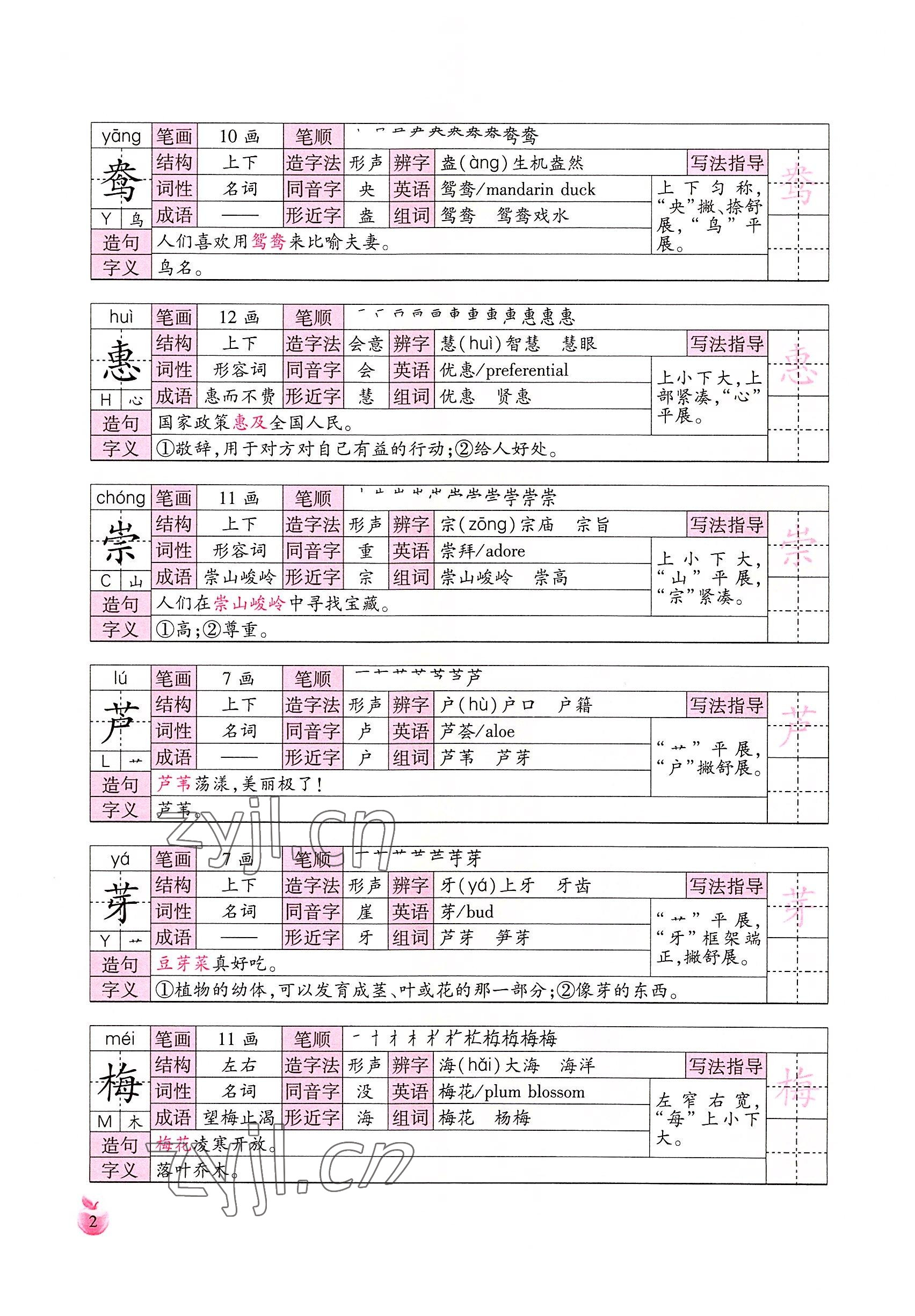 2022年小学生词语手册云南教育出版社三年级语文下册人教版 参考答案第2页