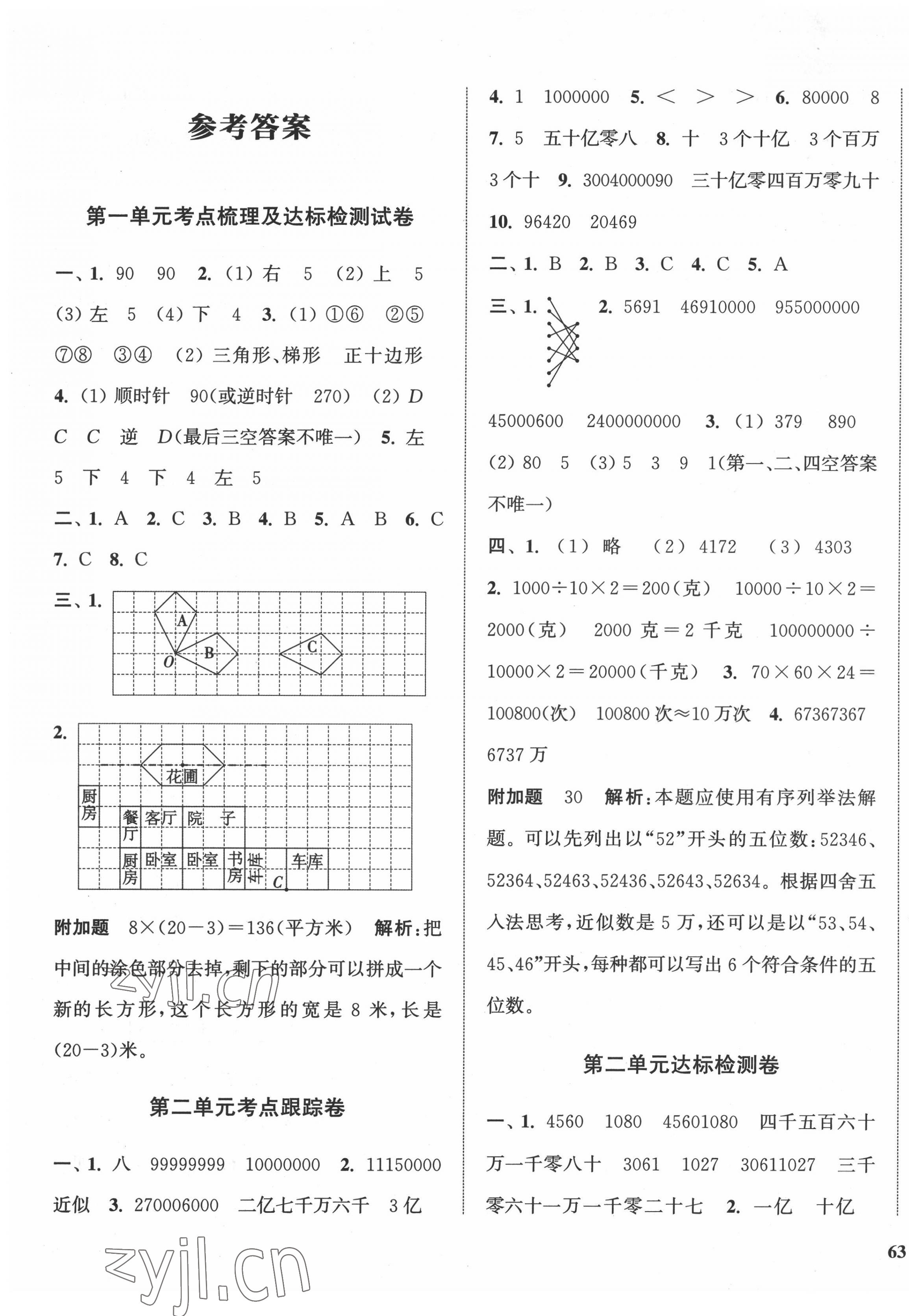 2022年金鑰匙1加1目標檢測四年級數(shù)學下冊江蘇版 第1頁