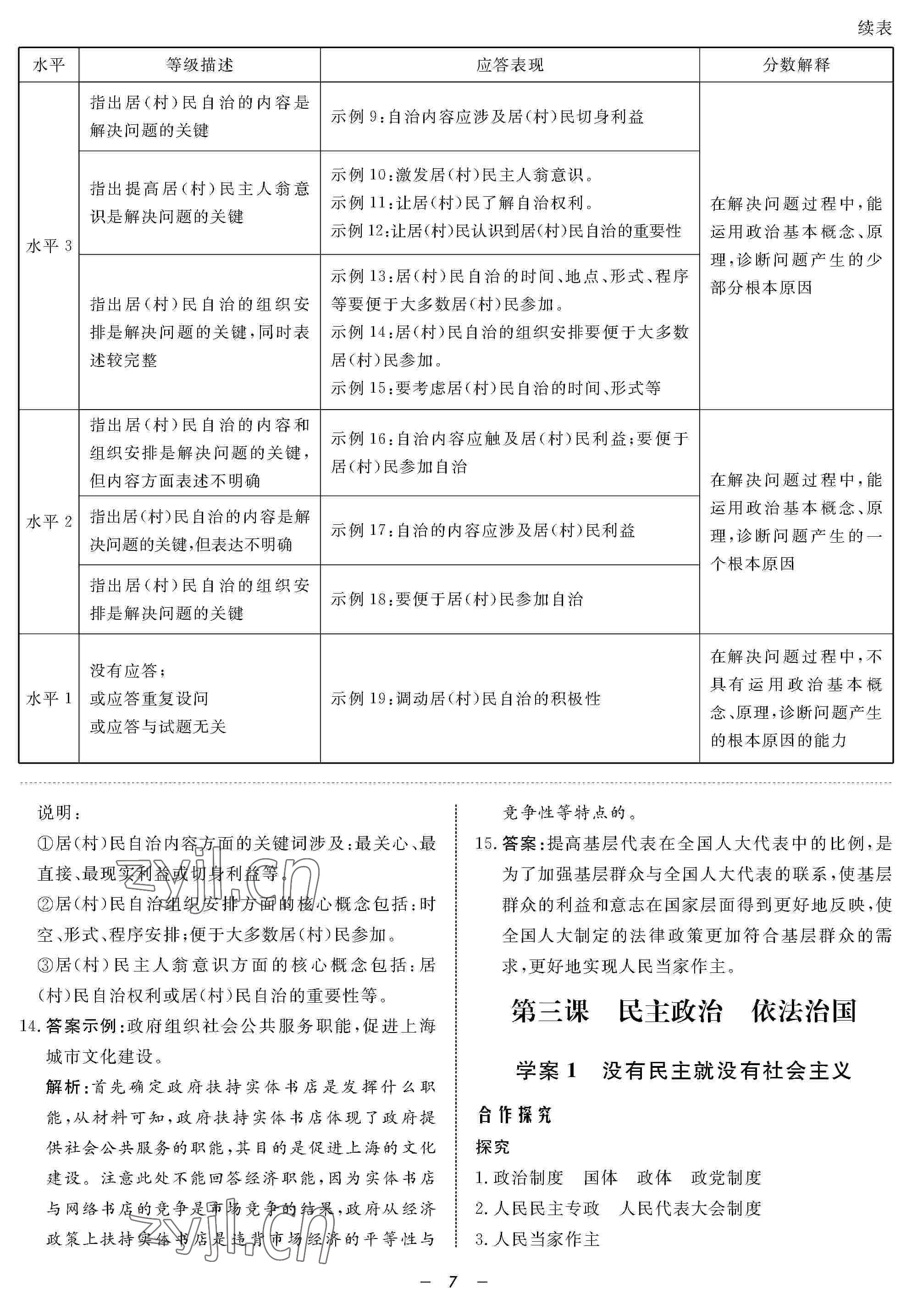 2022年鐘書金牌金典導(dǎo)學(xué)案高二政治下冊(cè) 參考答案第7頁(yè)