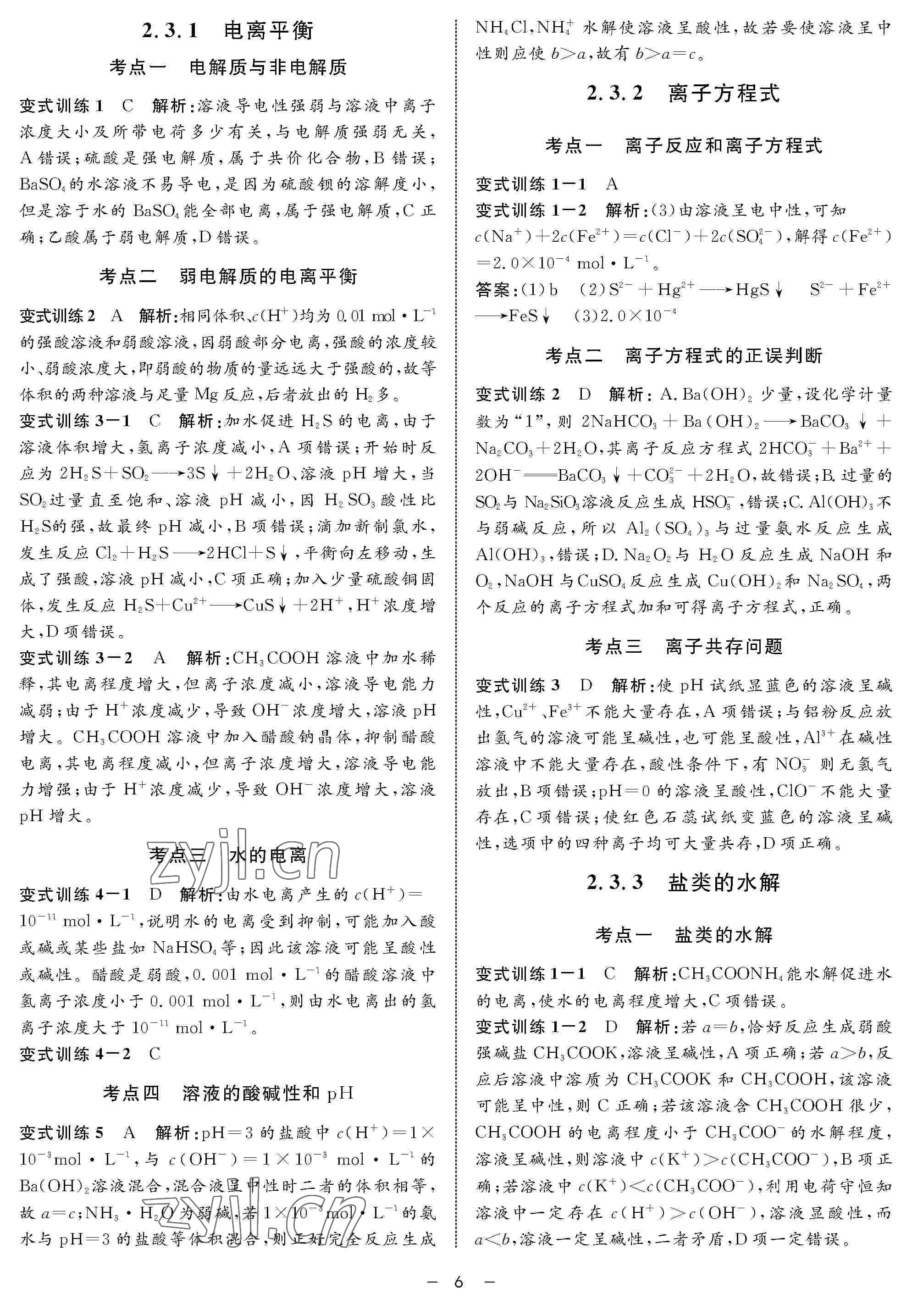 2022年鐘書金牌金典導(dǎo)學(xué)案高三化學(xué)下冊 參考答案第6頁