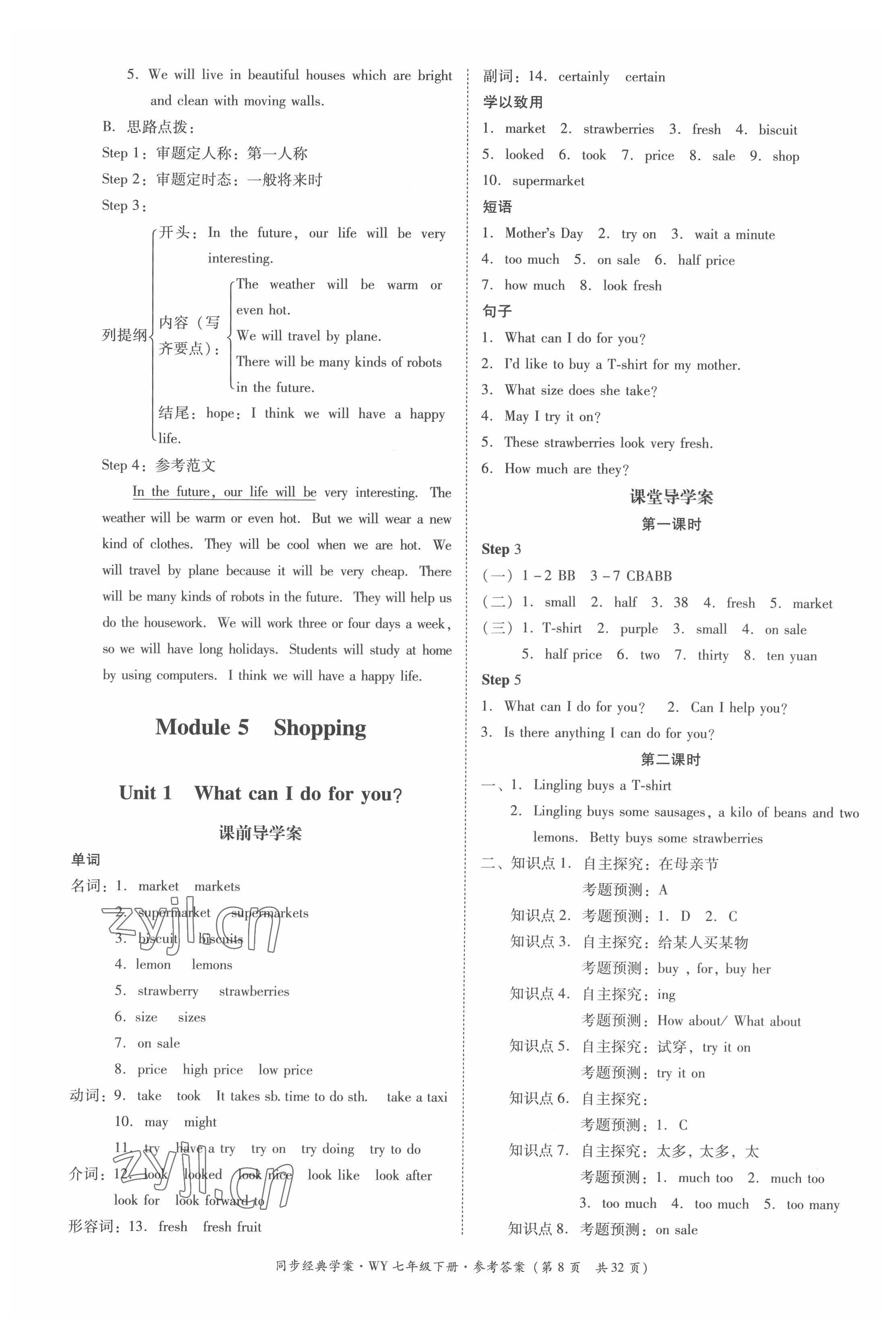 2022年同步經(jīng)典學(xué)案七年級英語下冊外研版 第8頁