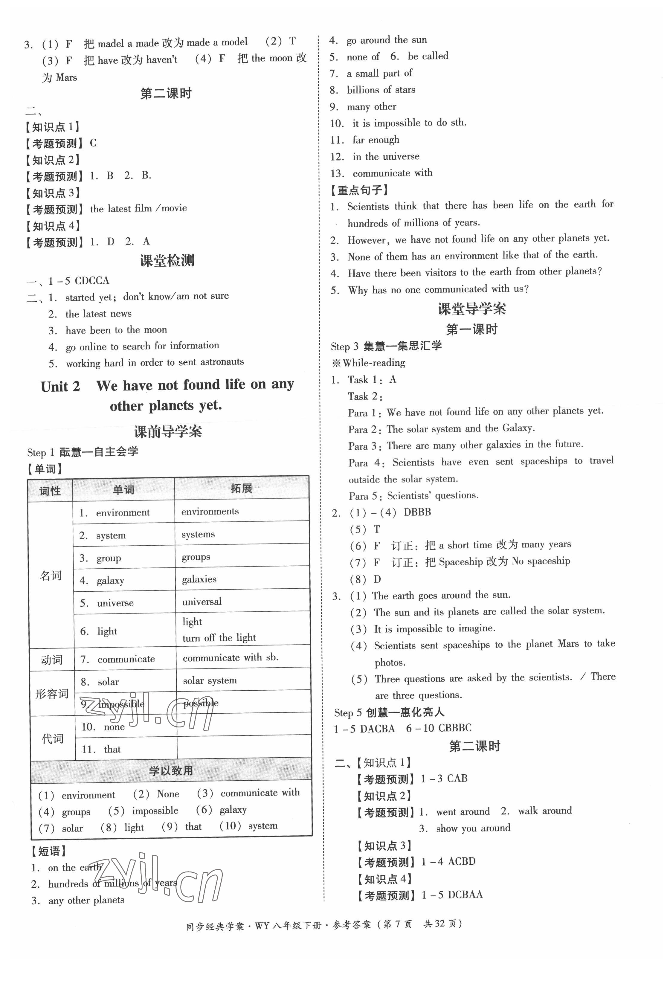 2022年同步經(jīng)典學(xué)案八年級(jí)英語(yǔ)下冊(cè)外研版 第7頁(yè)