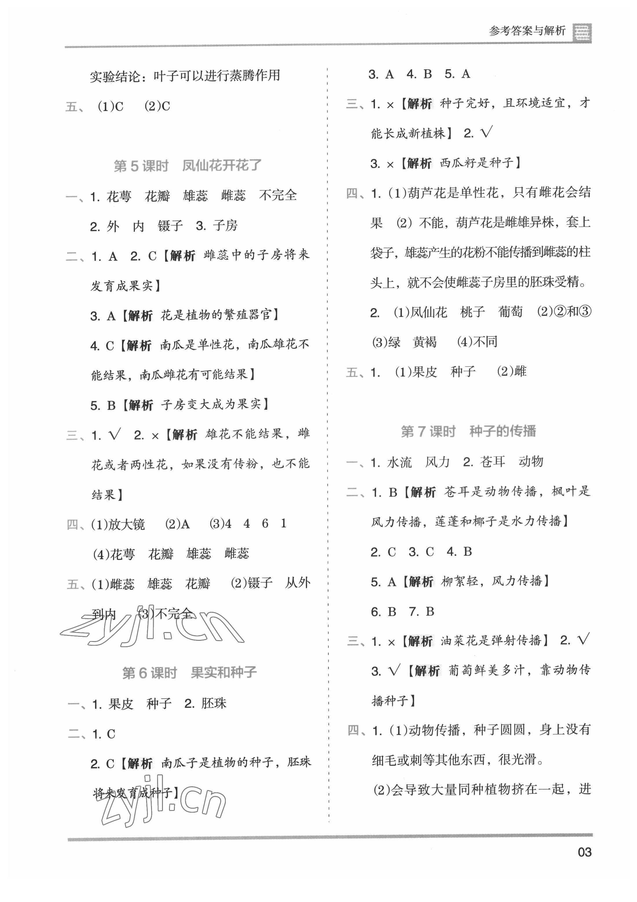 2022年木頭馬分層課課練四年級(jí)科學(xué)下冊(cè)教科版 參考答案第3頁