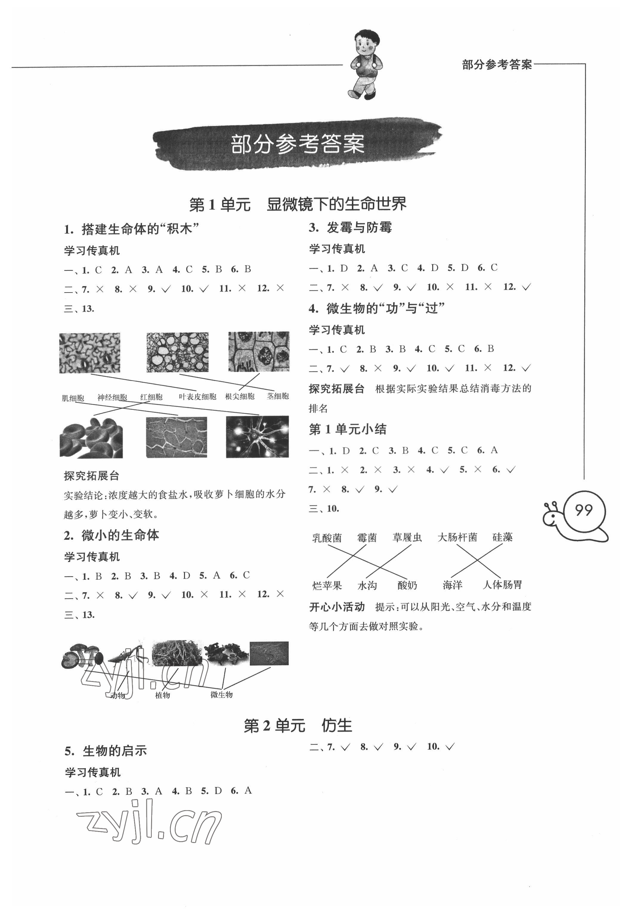 2022年小學(xué)科學(xué)習(xí)作五年級下冊 參考答案第1頁