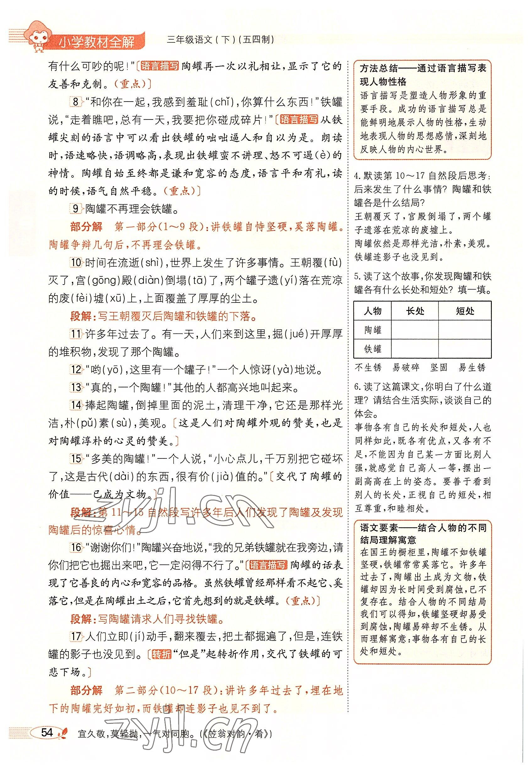 2022年教材課本三年級(jí)語(yǔ)文下冊(cè)人教版五四制 參考答案第53頁(yè)