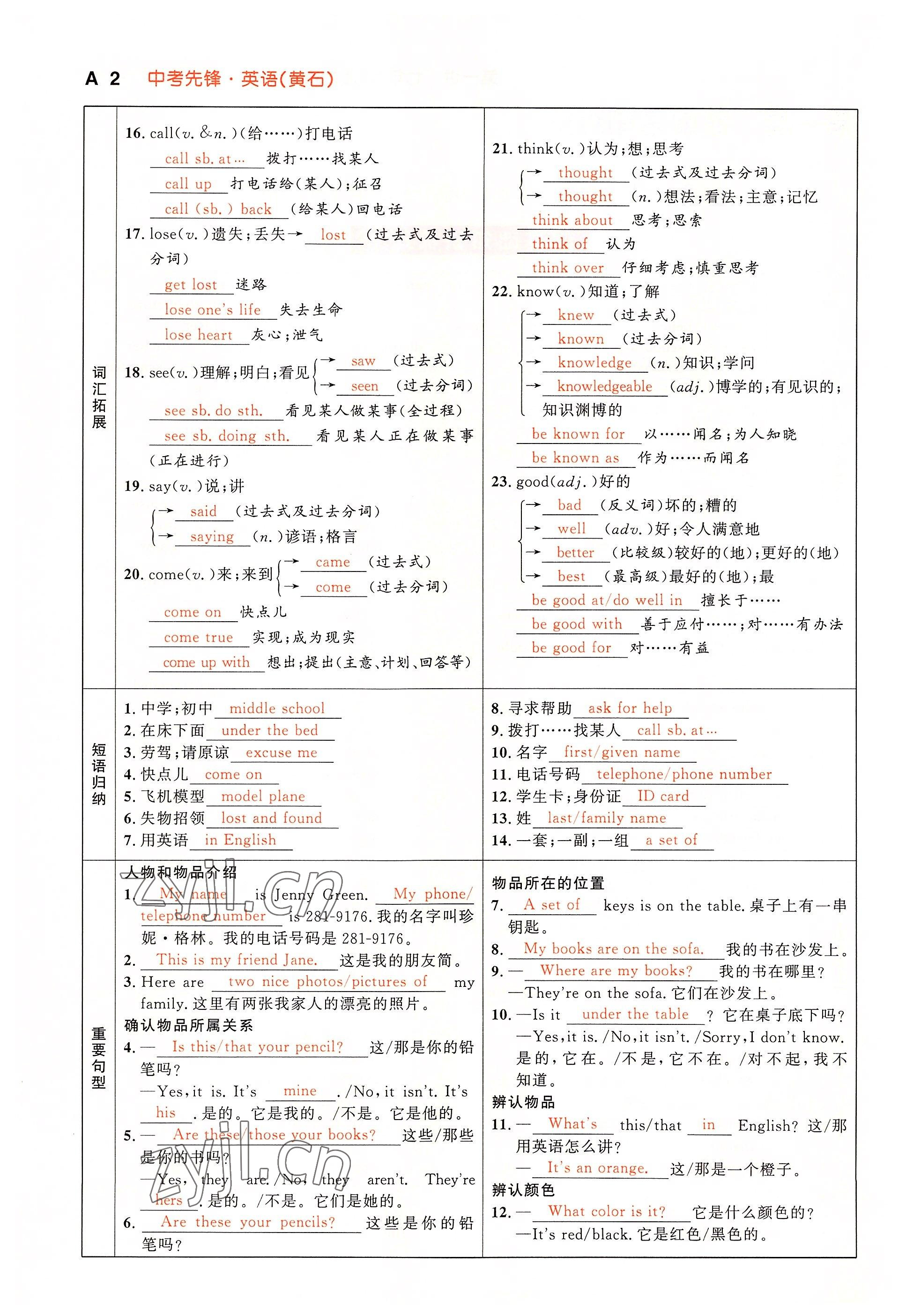 2022年中考先鋒吉林出版集團英語黃石專版 參考答案第6頁