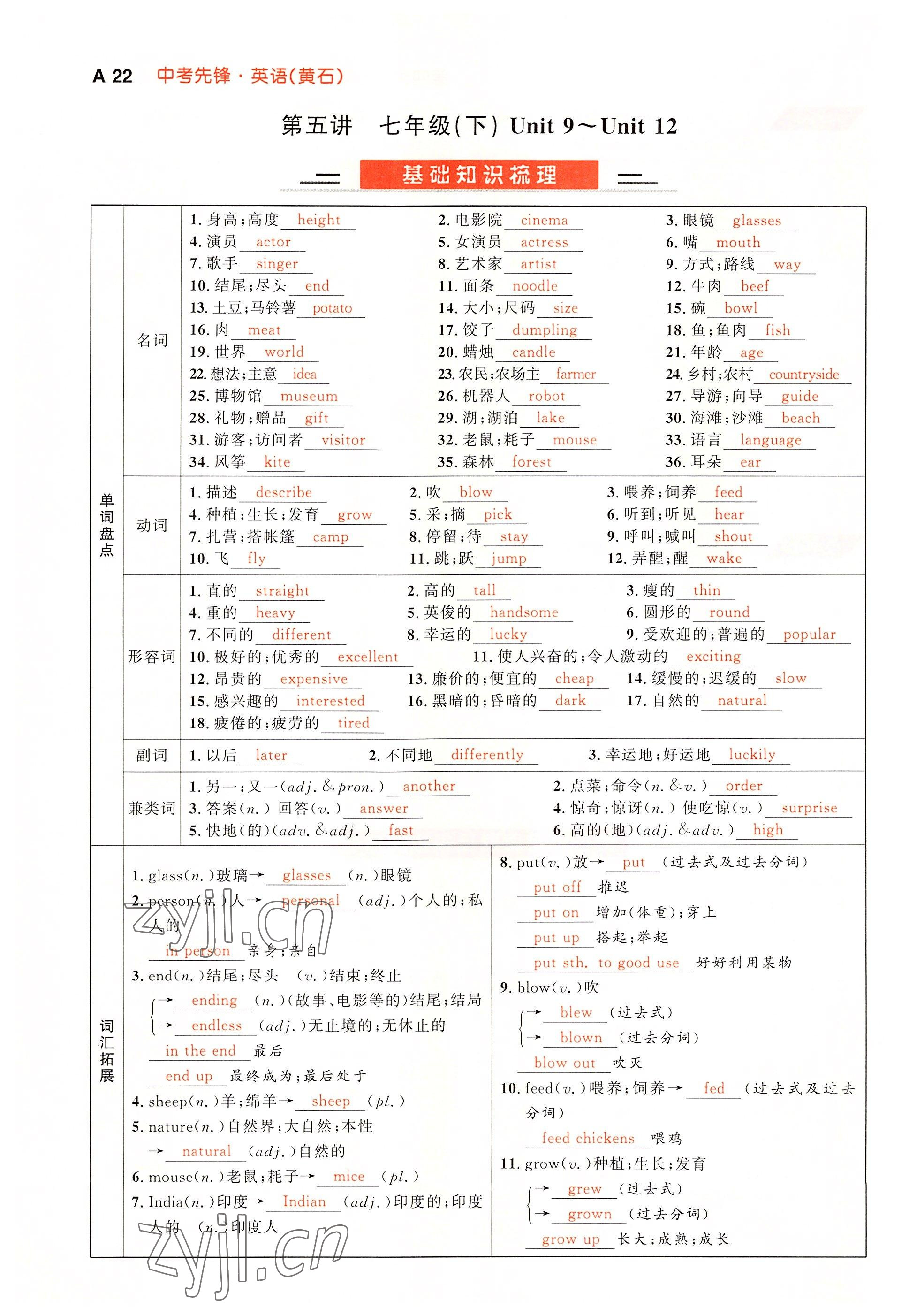 2022年中考先鋒吉林出版集團英語黃石專版 參考答案第26頁
