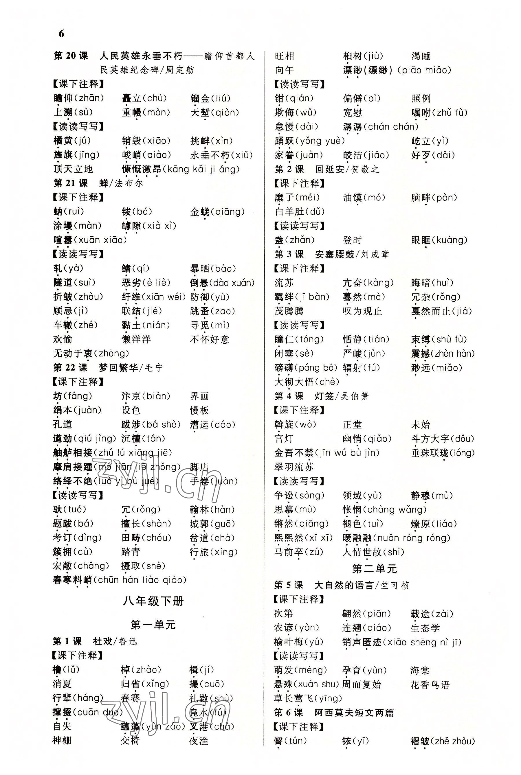 2022年中考先锋吉林出版集团语文黄石专版&nbsp;参考答案第6页