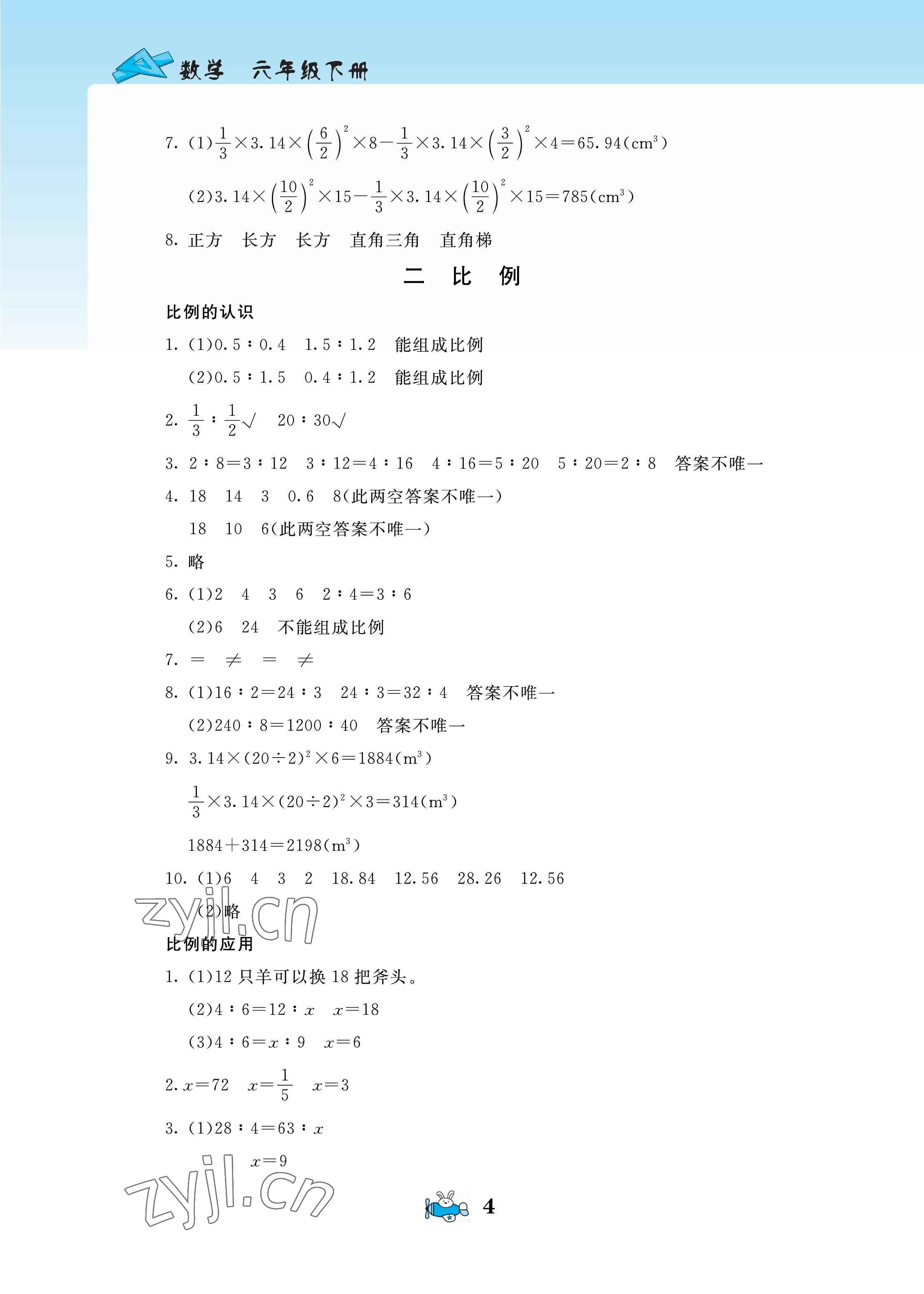 2022年伴你成长北京师范大学出版社六年级数学下册北师大版河南专版 第4页