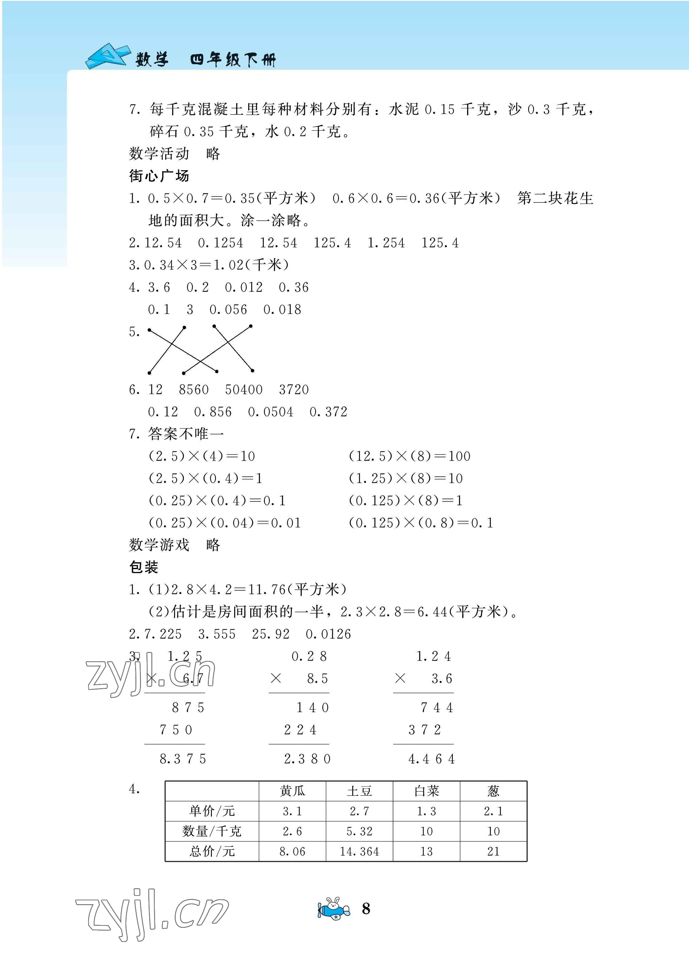 2022年伴你成長北京師范大學(xué)出版社四年級數(shù)學(xué)下冊北師大版河南專版 第8頁