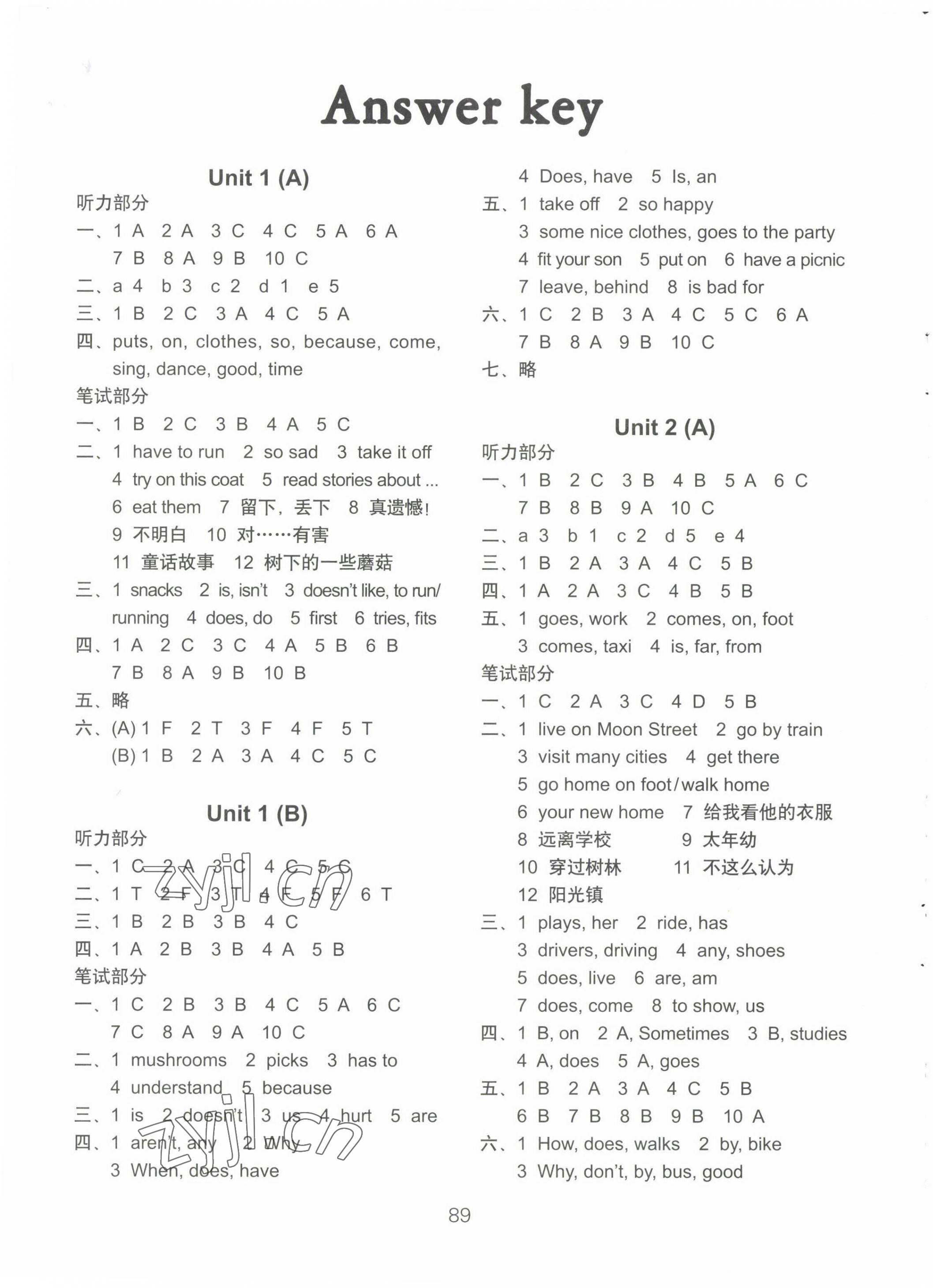 2022年課課練AB卷五年級英語下冊提優(yōu)版 第1頁