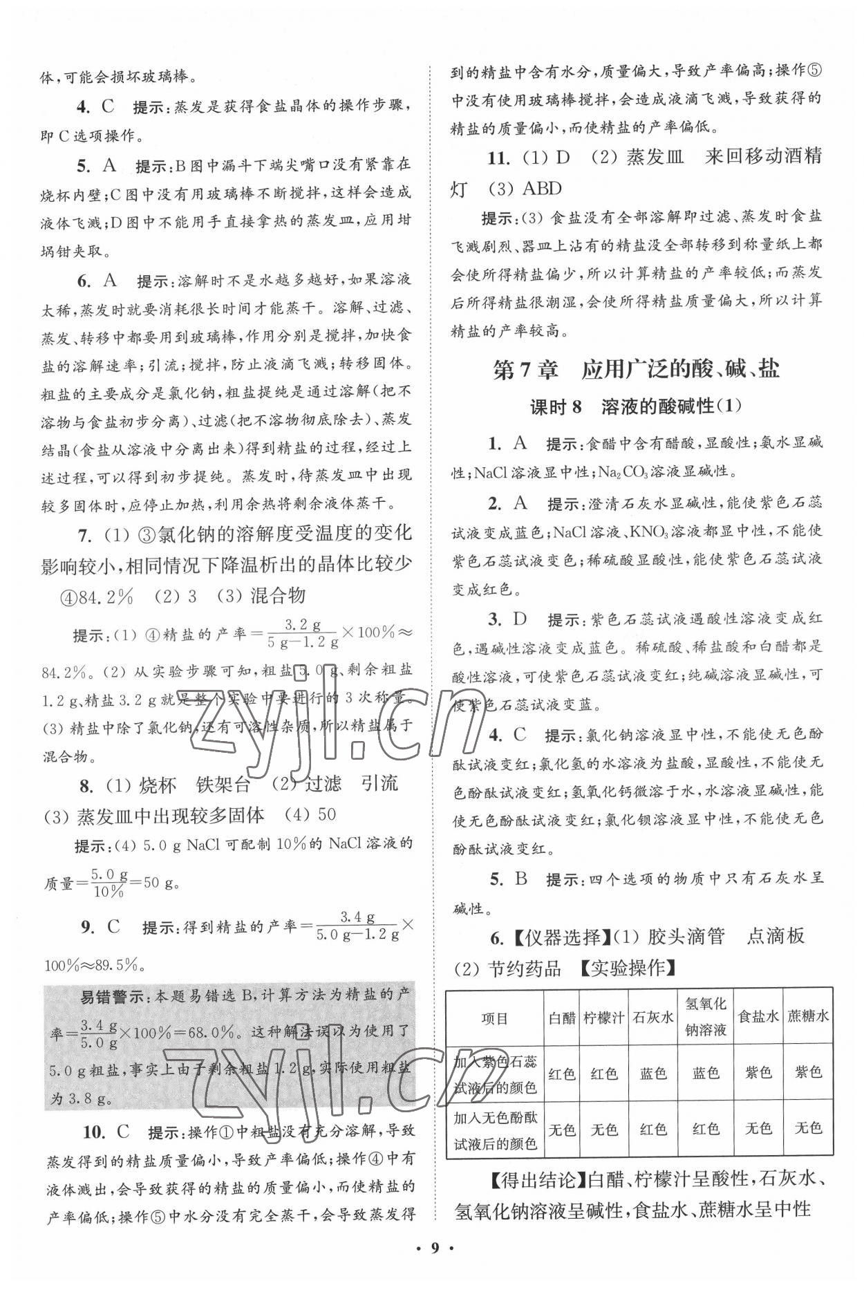 2022年初中化學(xué)小題狂做九年級(jí)下冊(cè)滬教版提優(yōu)版 第9頁(yè)