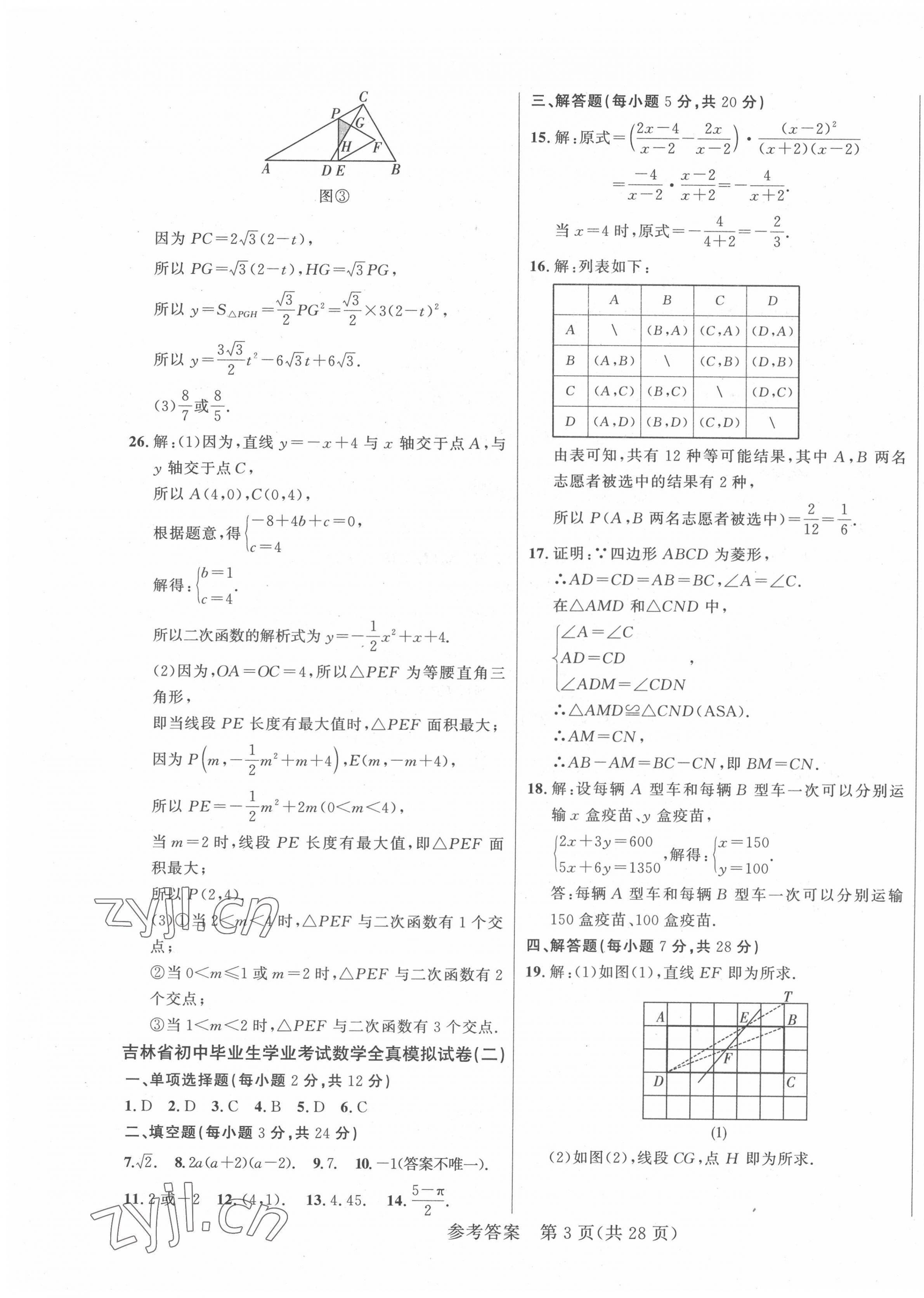 2022年中考1号全真模拟实战卷数学吉林专版&nbsp;第3页