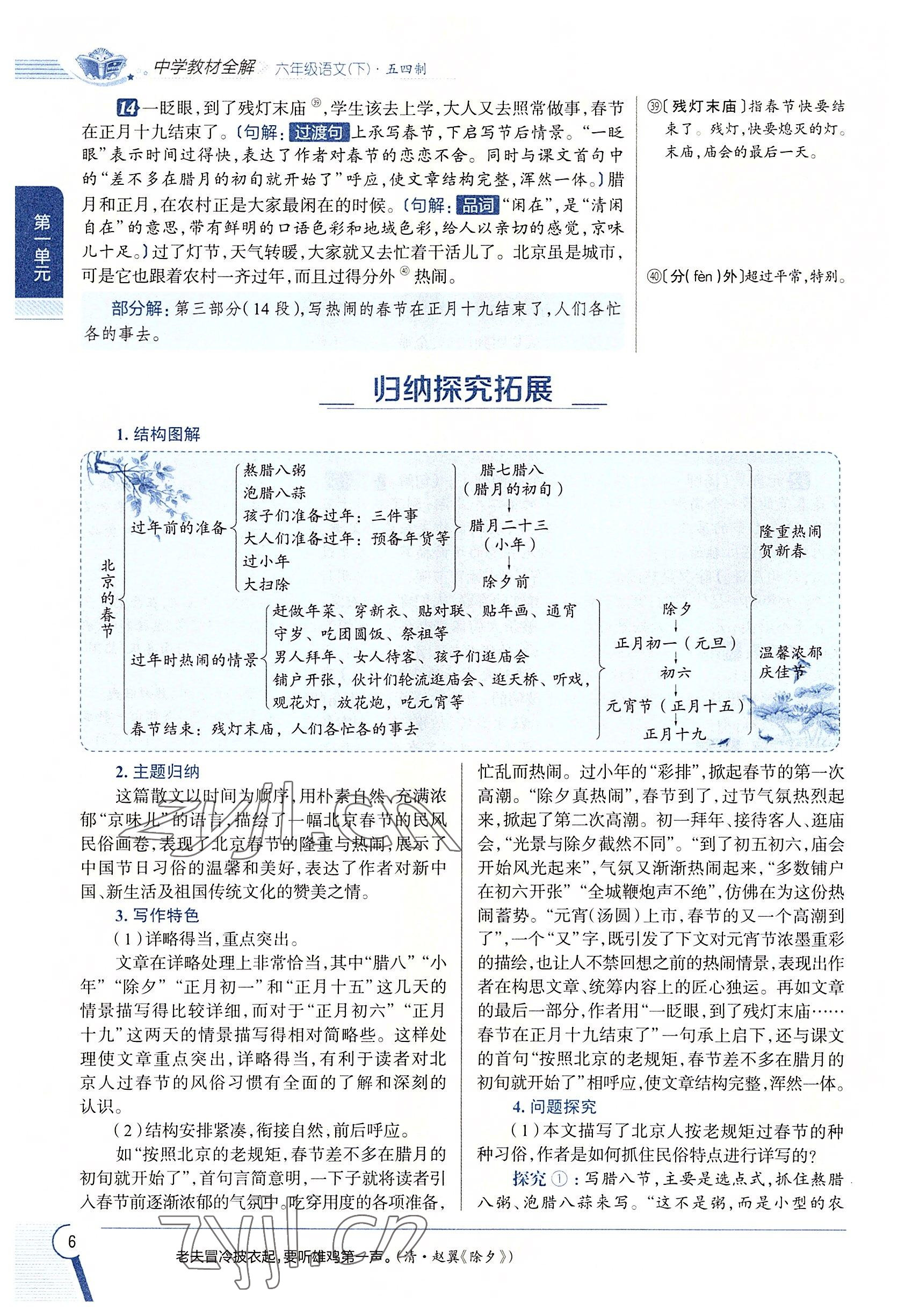 2022年教材課本六年級語文下冊人教版54制 參考答案第6頁