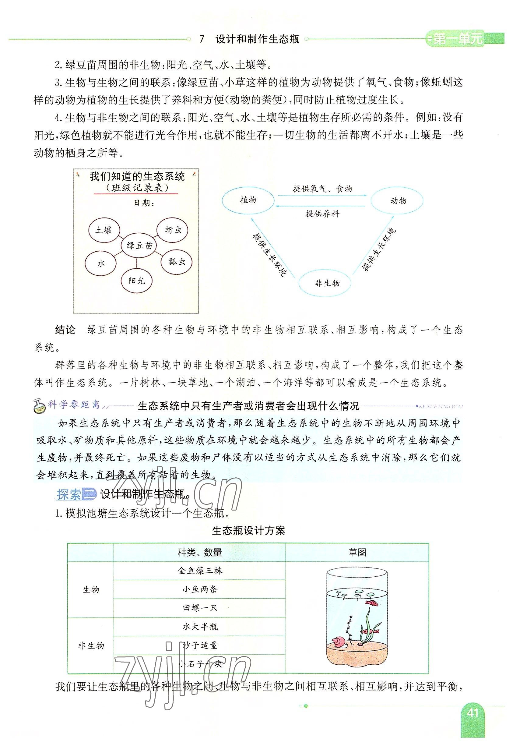 2022年教材课本五年级科学下册教科版 参考答案第41页