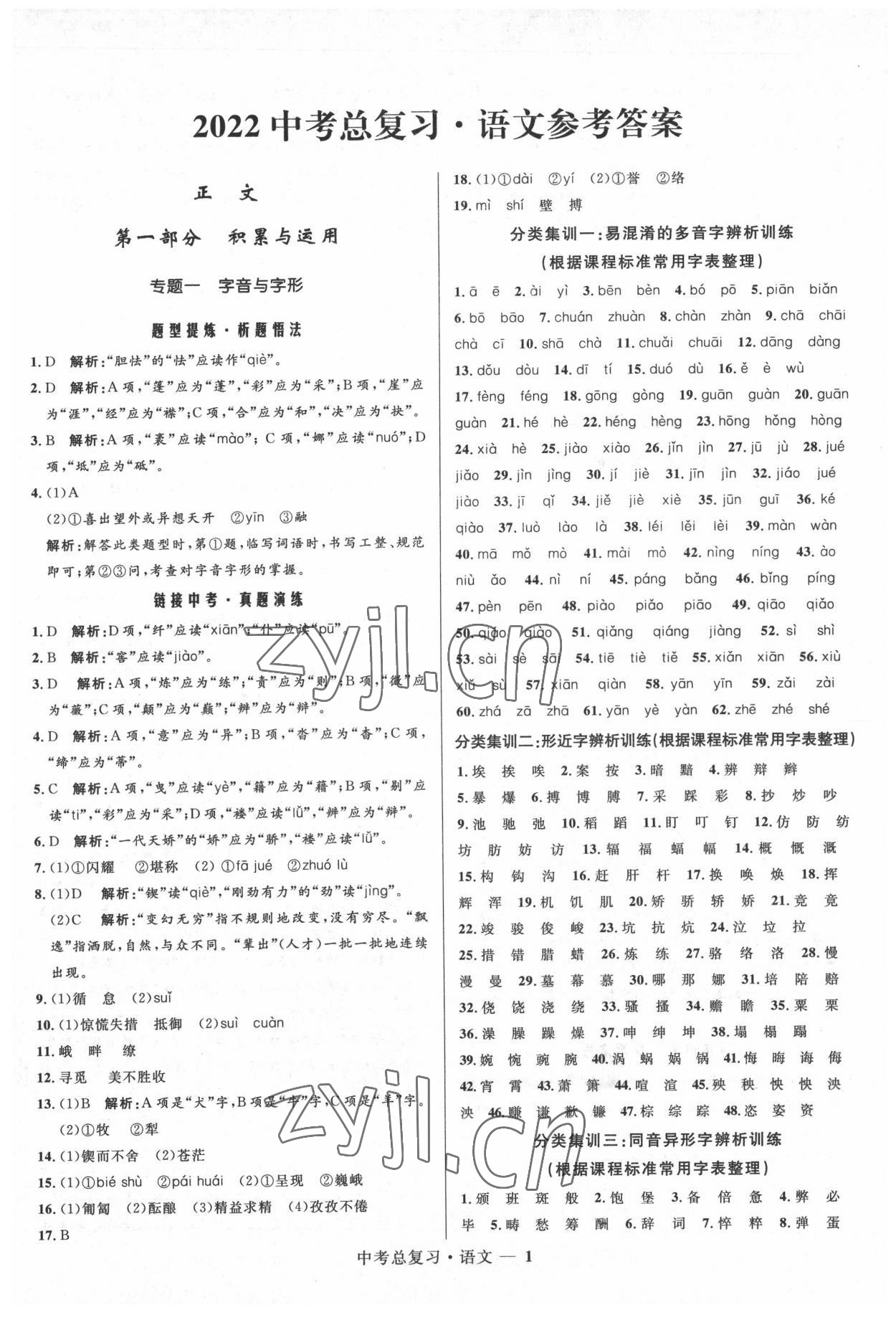 2022年創新與探究中考總復習語文 第1頁