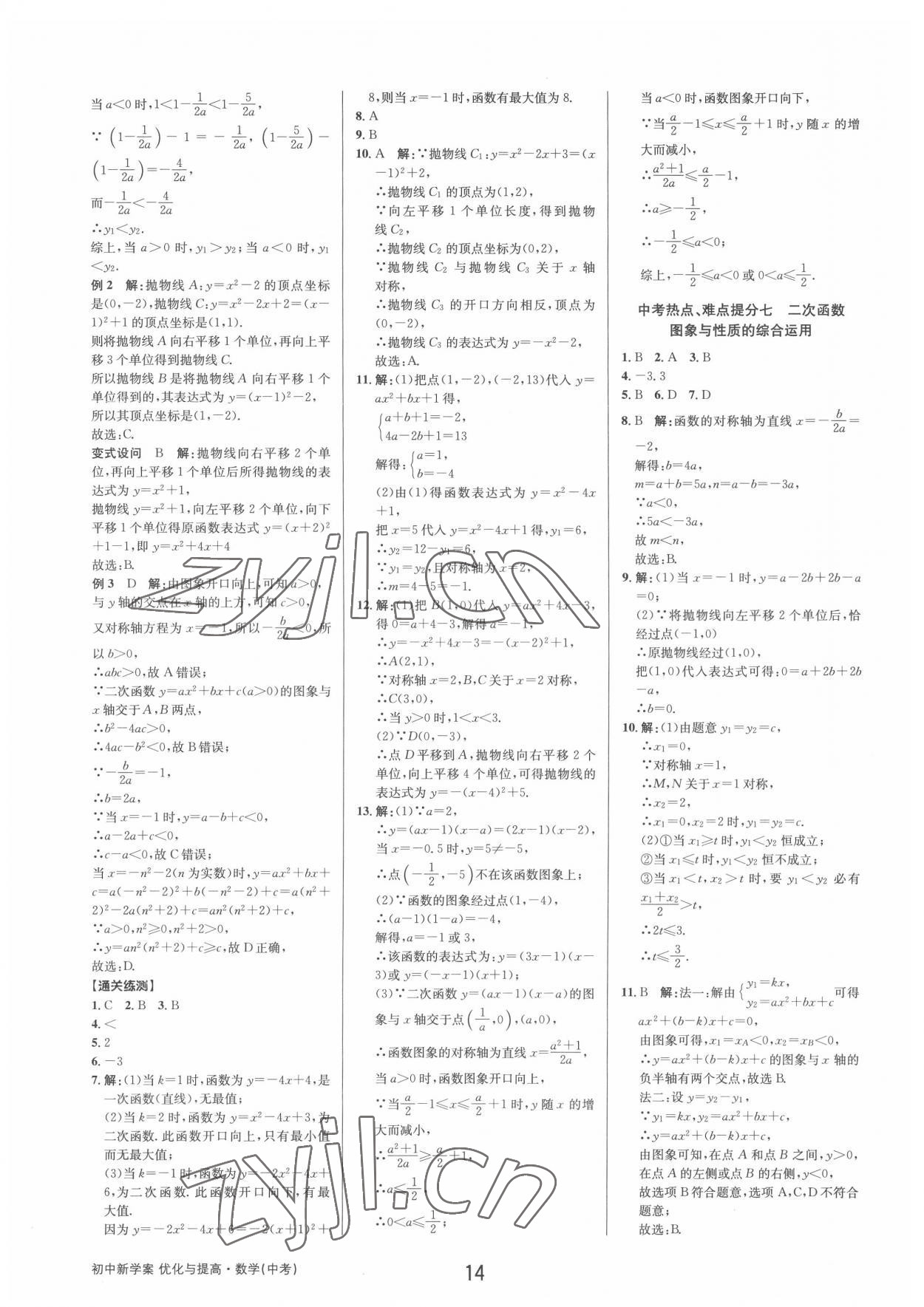 2022年初中新學案優(yōu)化與提高數(shù)學中考總復習 參考答案第13頁