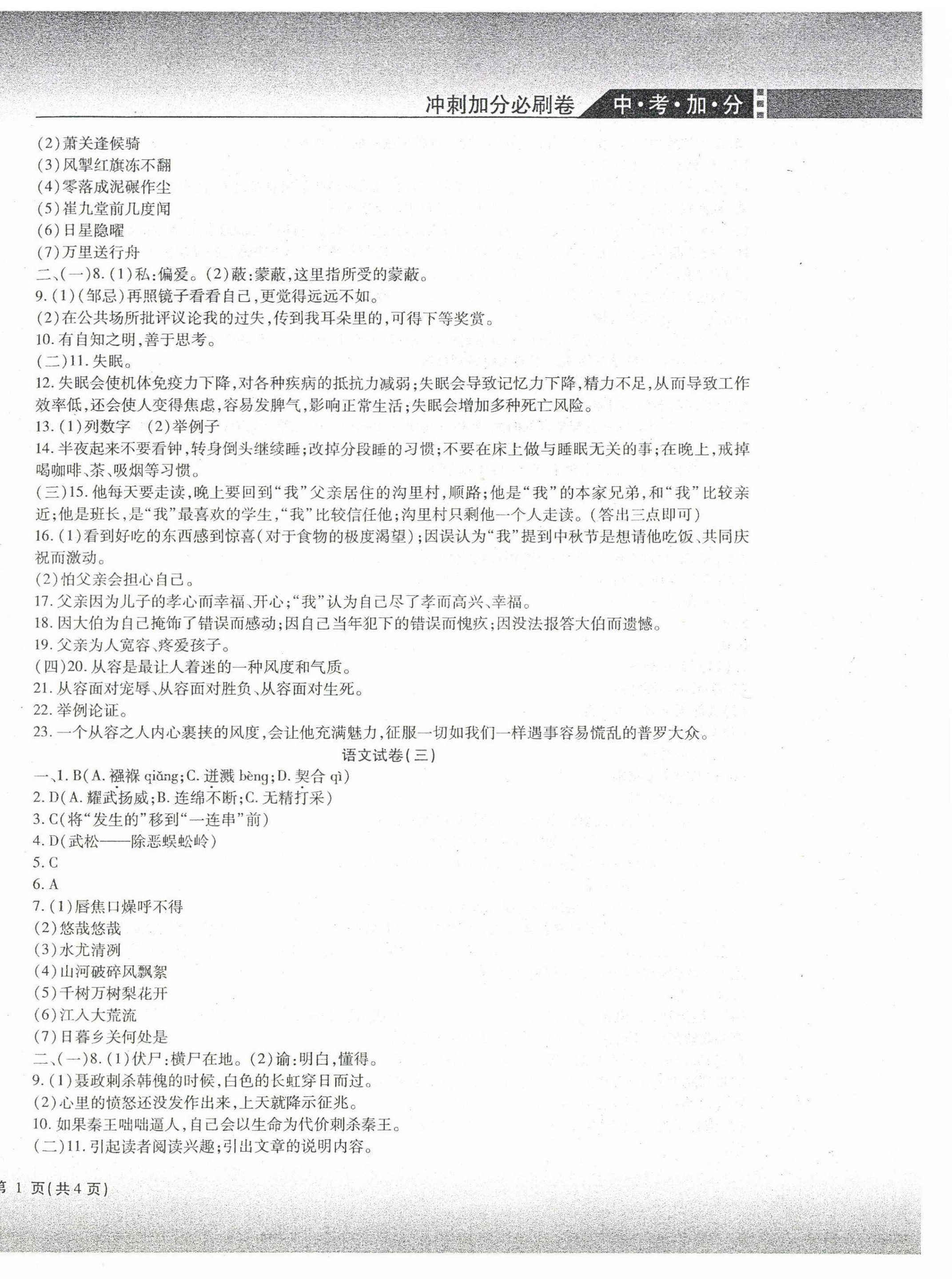 2022年中考加分仿真模拟必刷卷语文哈尔滨专版 第2页