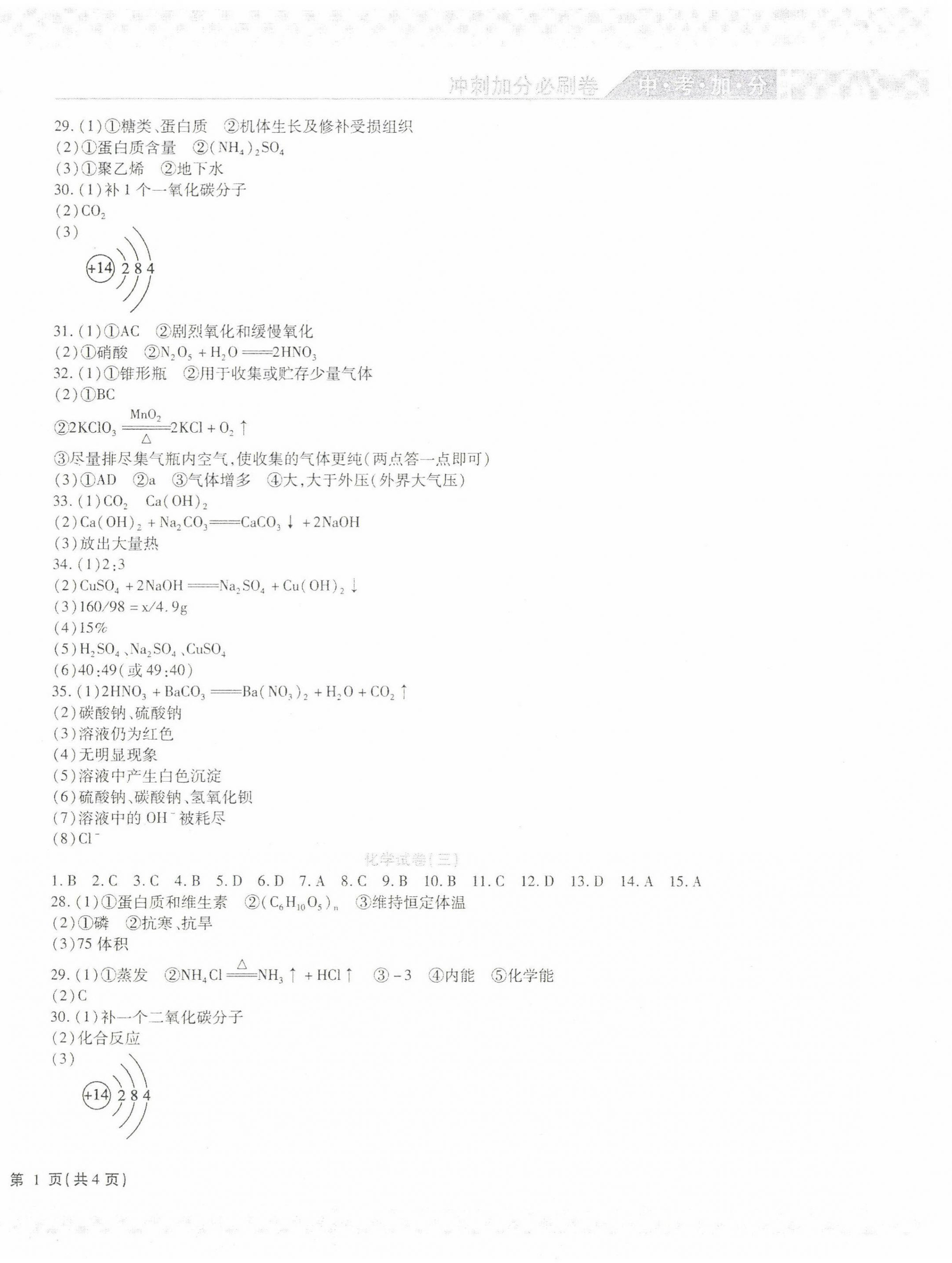 2022年中考加分仿真模拟必刷卷化学哈尔滨专版 第2页