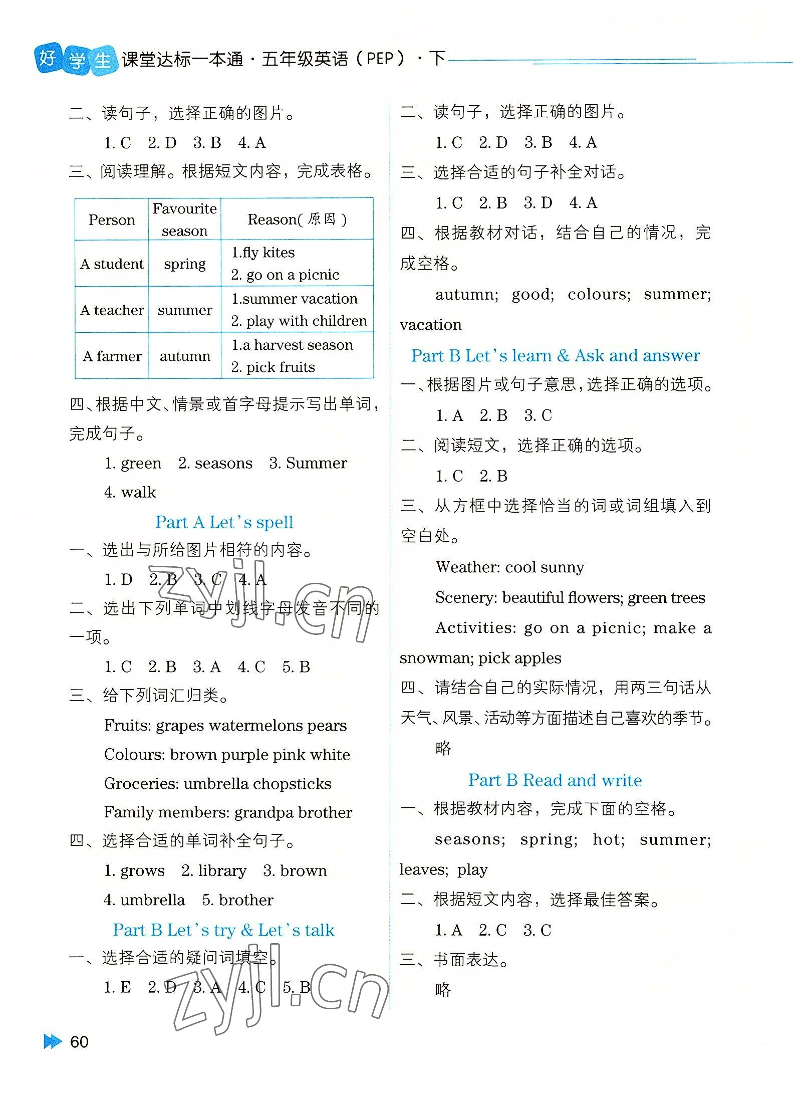 2022年好學(xué)生課堂達標英語一本通五年級英語下冊人教版 第3頁