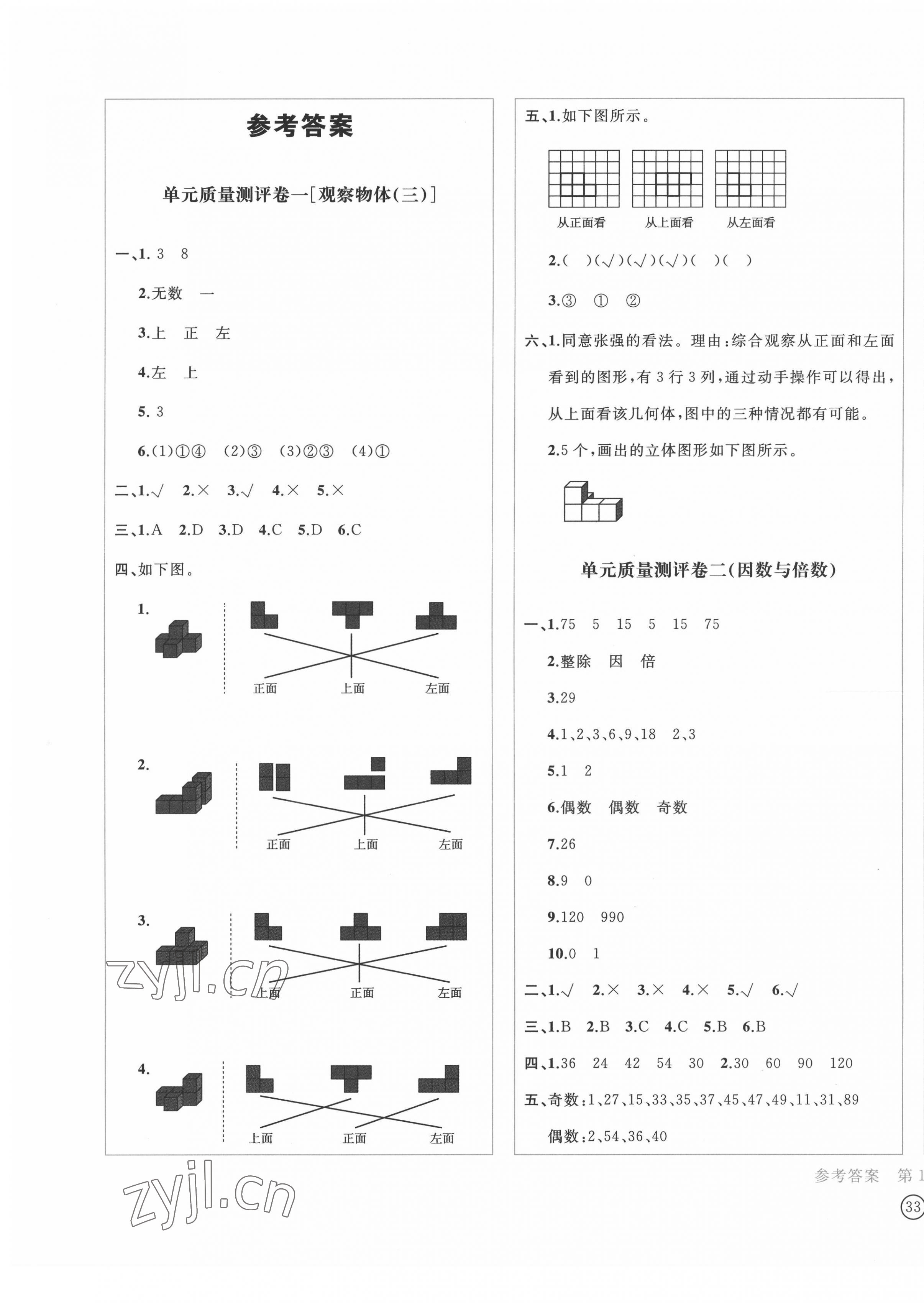 2022年學(xué)科素養(yǎng)質(zhì)量測(cè)評(píng)卷五年級(jí)數(shù)學(xué)下冊(cè)人教版 第1頁(yè)