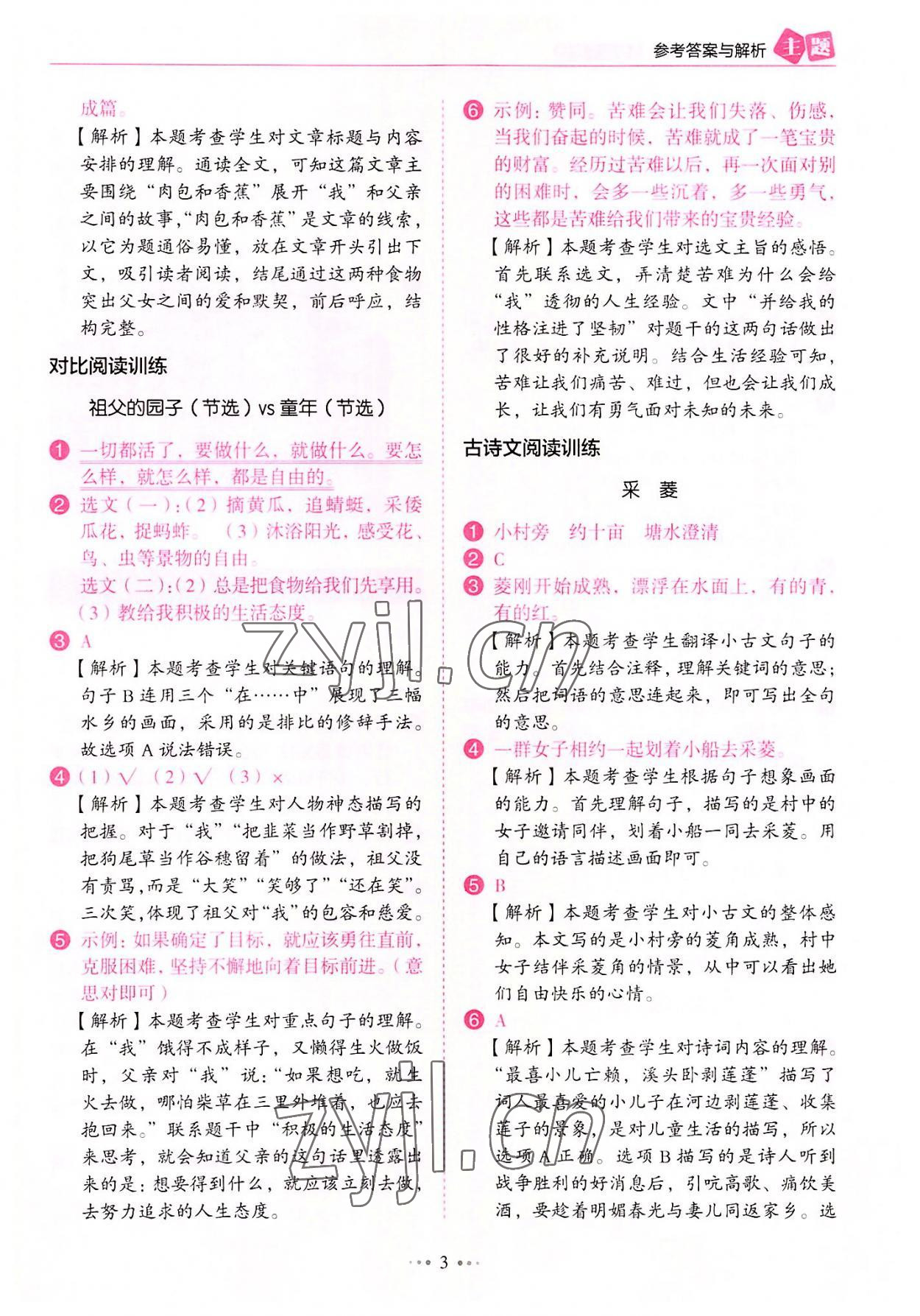 2022年主題閱讀訓(xùn)練100分五年級(jí)語文B版廣東專版&nbsp;第3頁