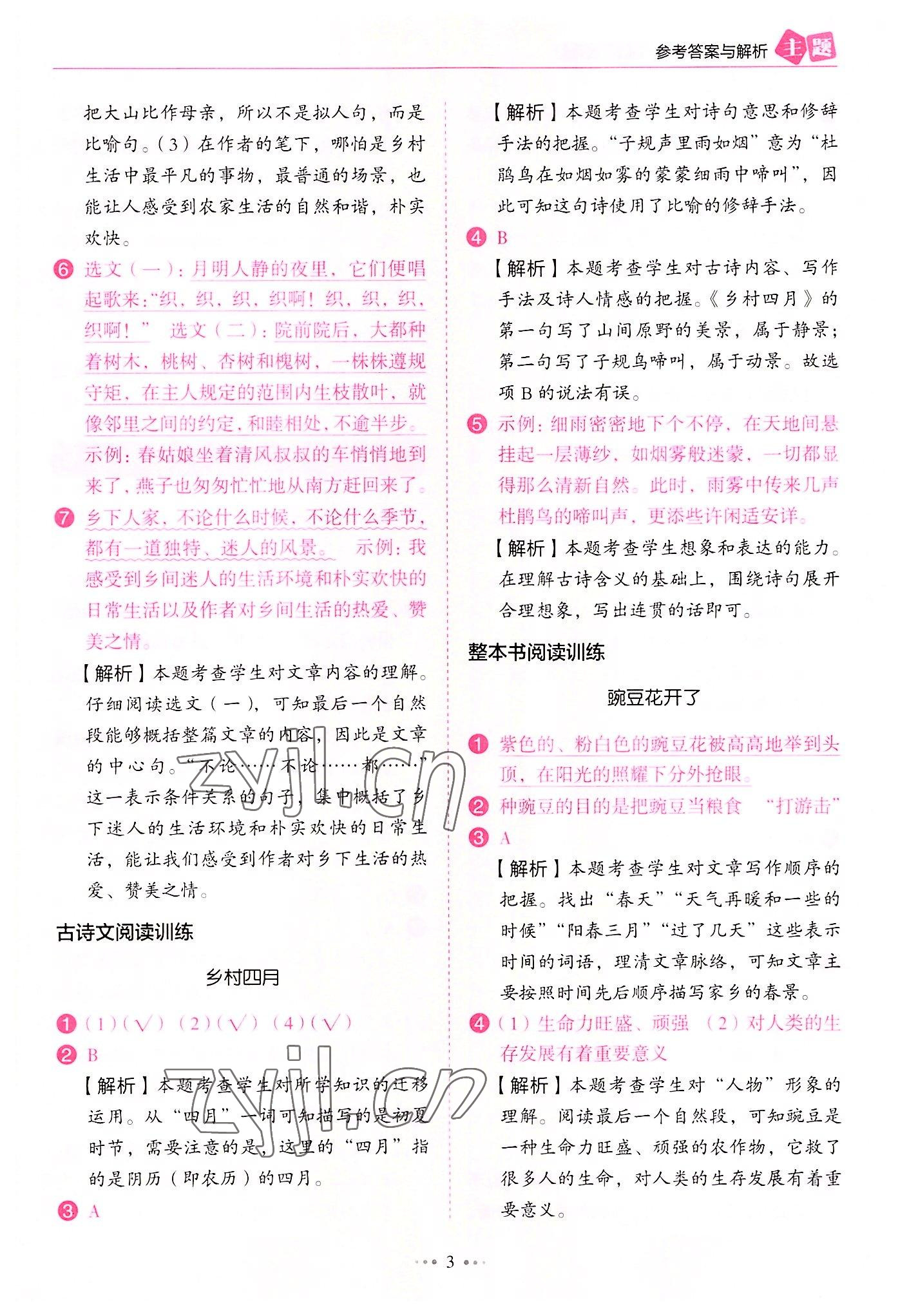 2022年主题阅读训练100分四年级语文B版广东专版&nbsp;第3页