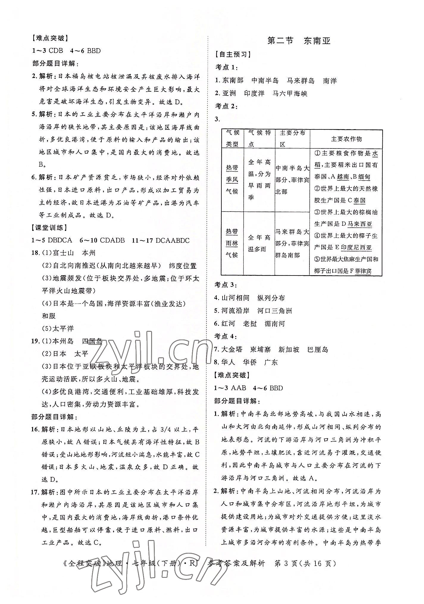 2022年全程突破七年级地理下册人教版 第3页