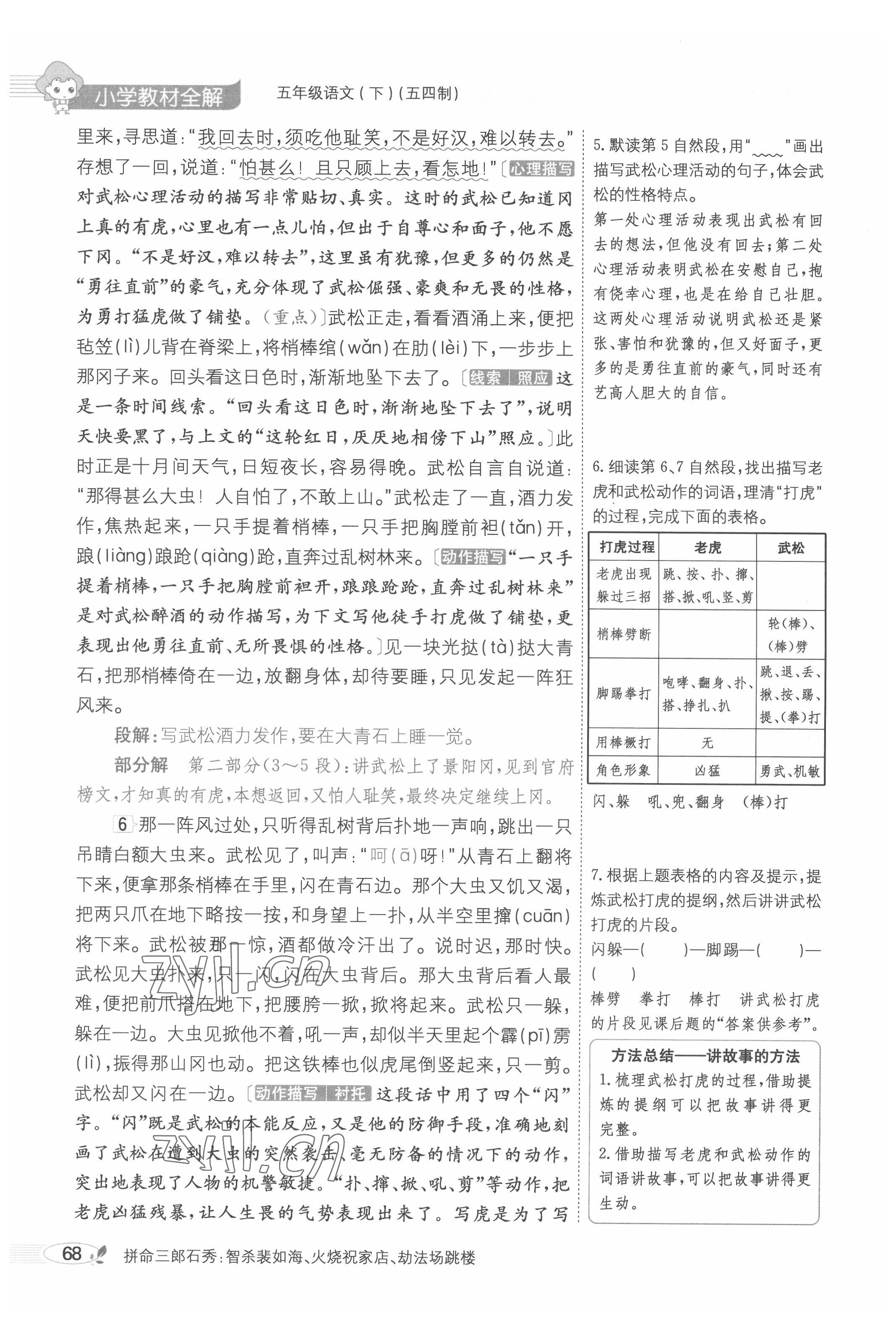 2022年教材課本五年級語文下冊人教版五四制 參考答案第68頁